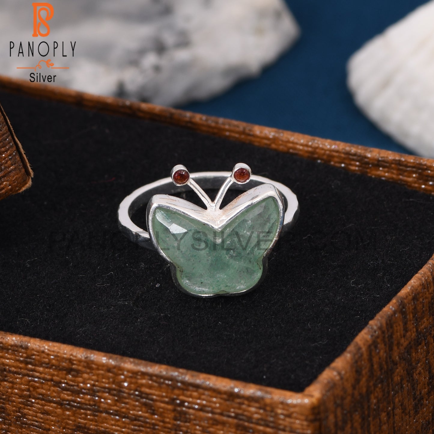 Butterfly Style Gemstone Silver Rings for Girls