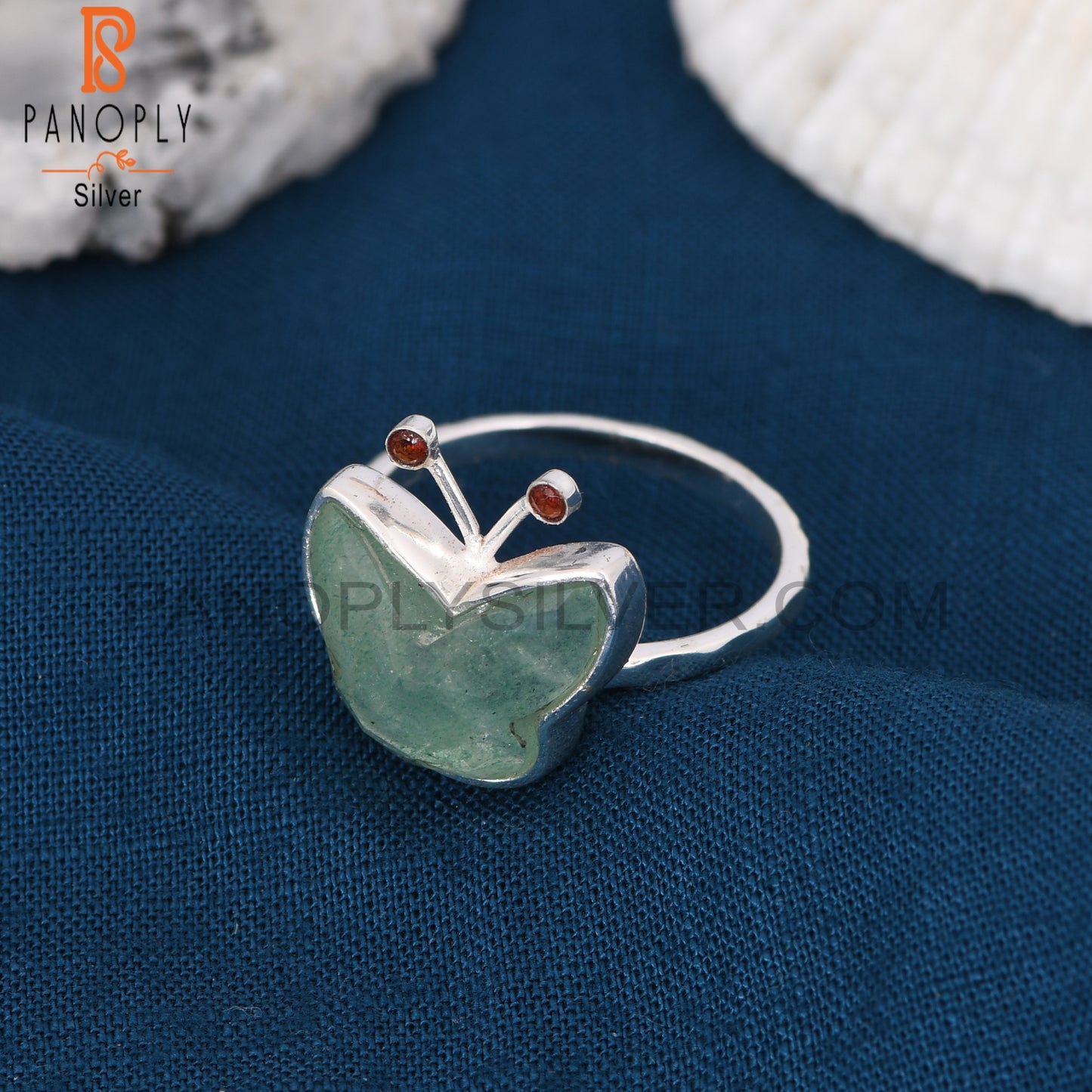 Butterfly Style Gemstone Silver Rings for Girls