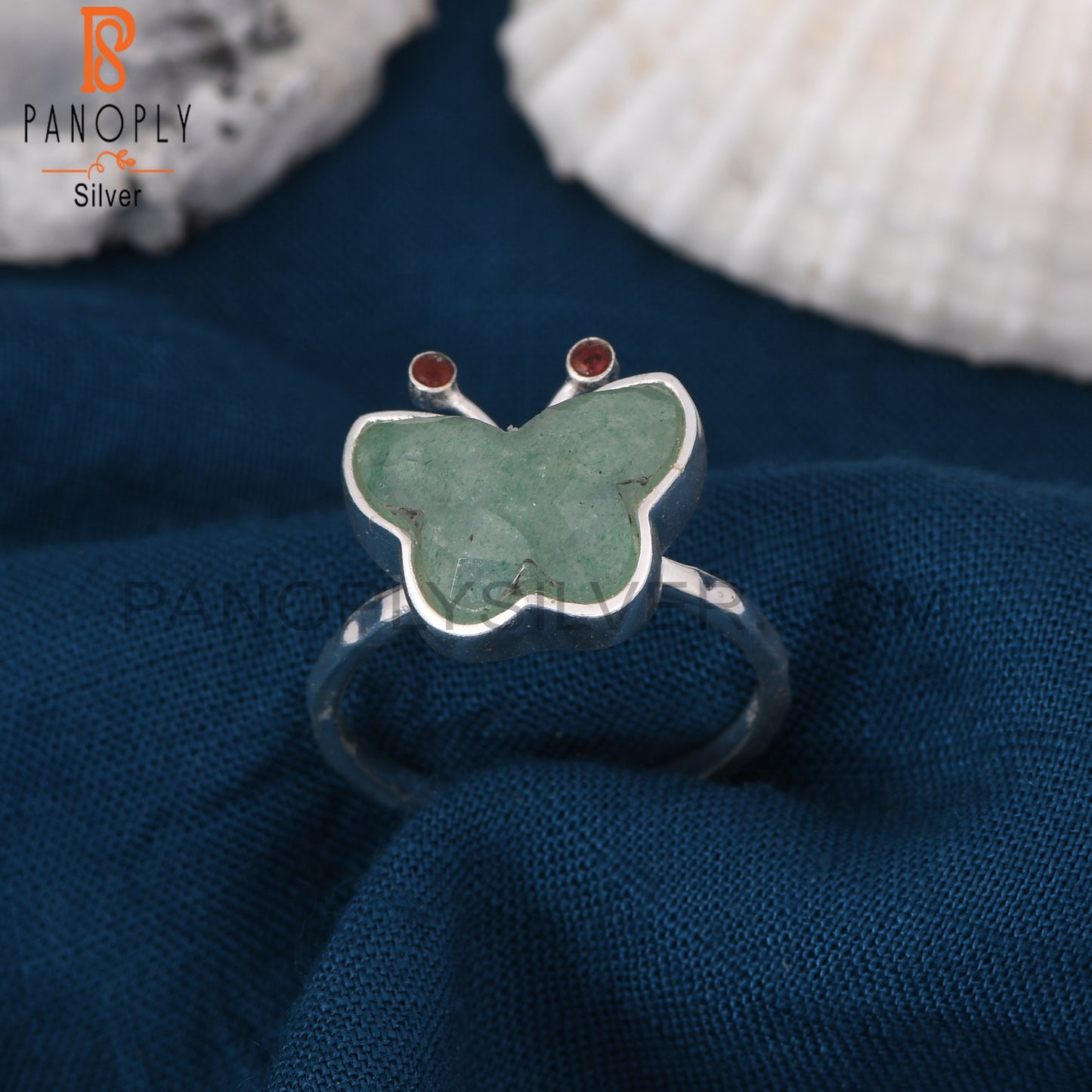 Butterfly Style Gemstone Silver Rings for Girls