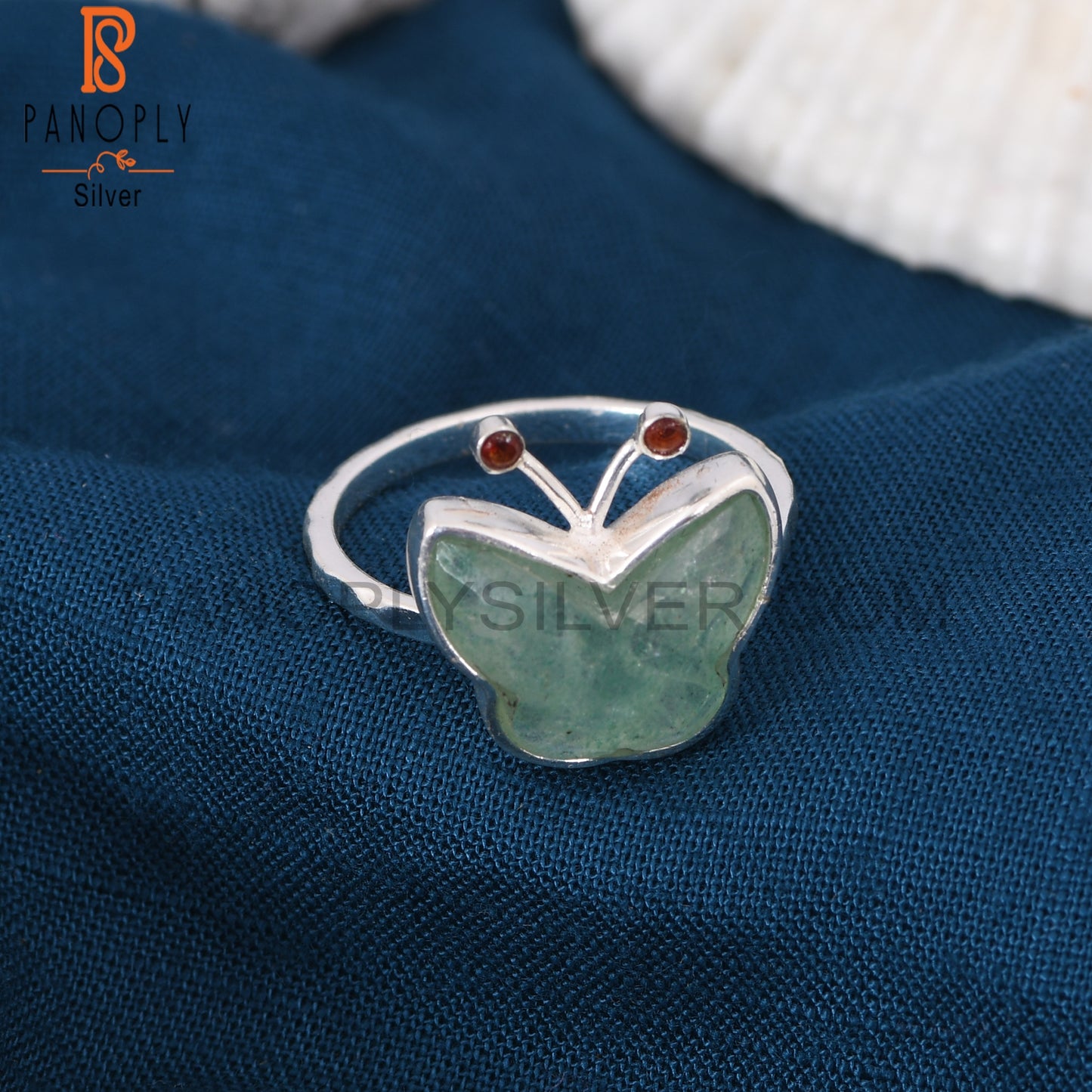 Butterfly Style Gemstone Silver Rings for Girls