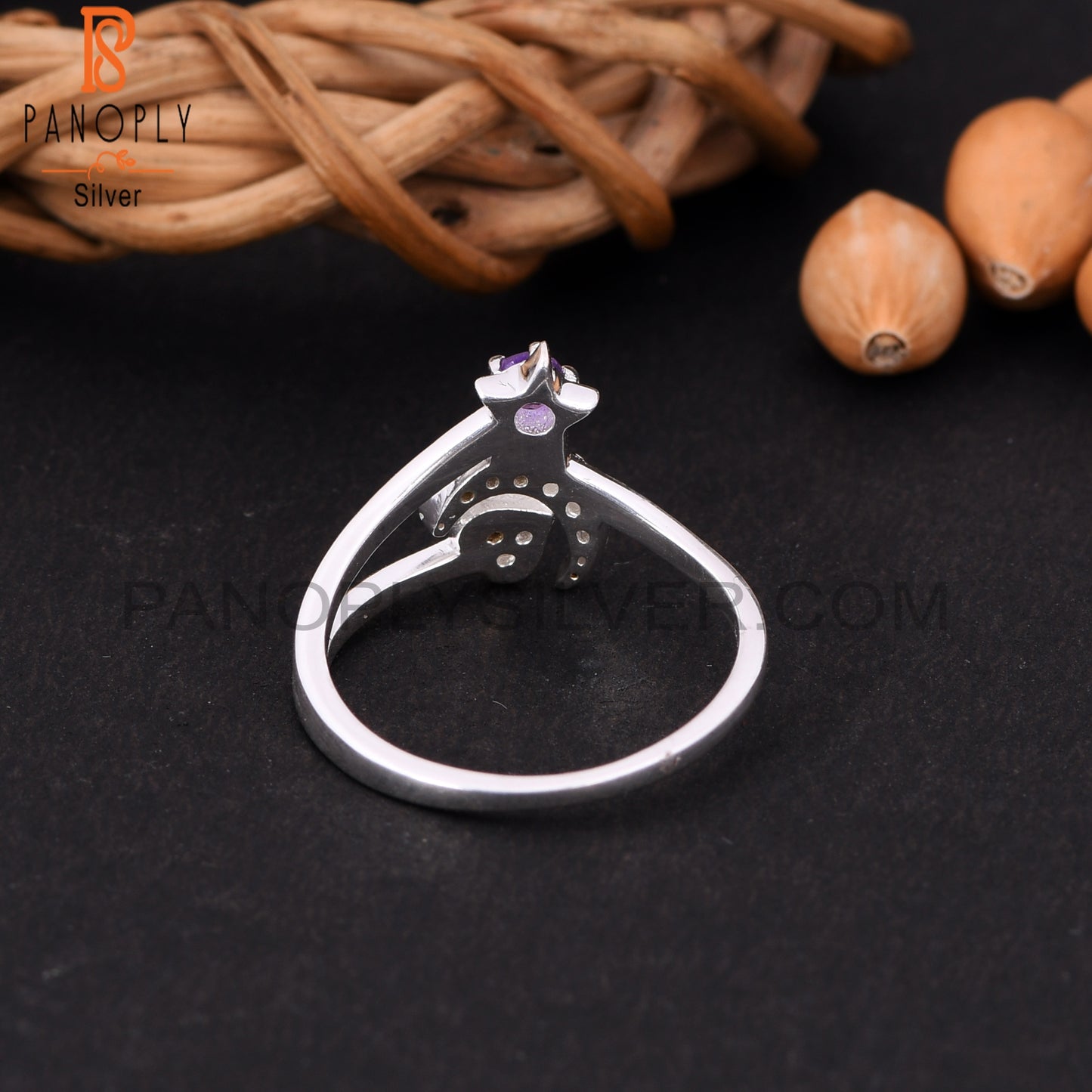 Moon Star Amethyst & Cubic Zirconia Promise Rings