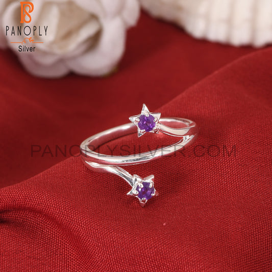 Amethyst Flower Star 925 Sterling Silver Rings