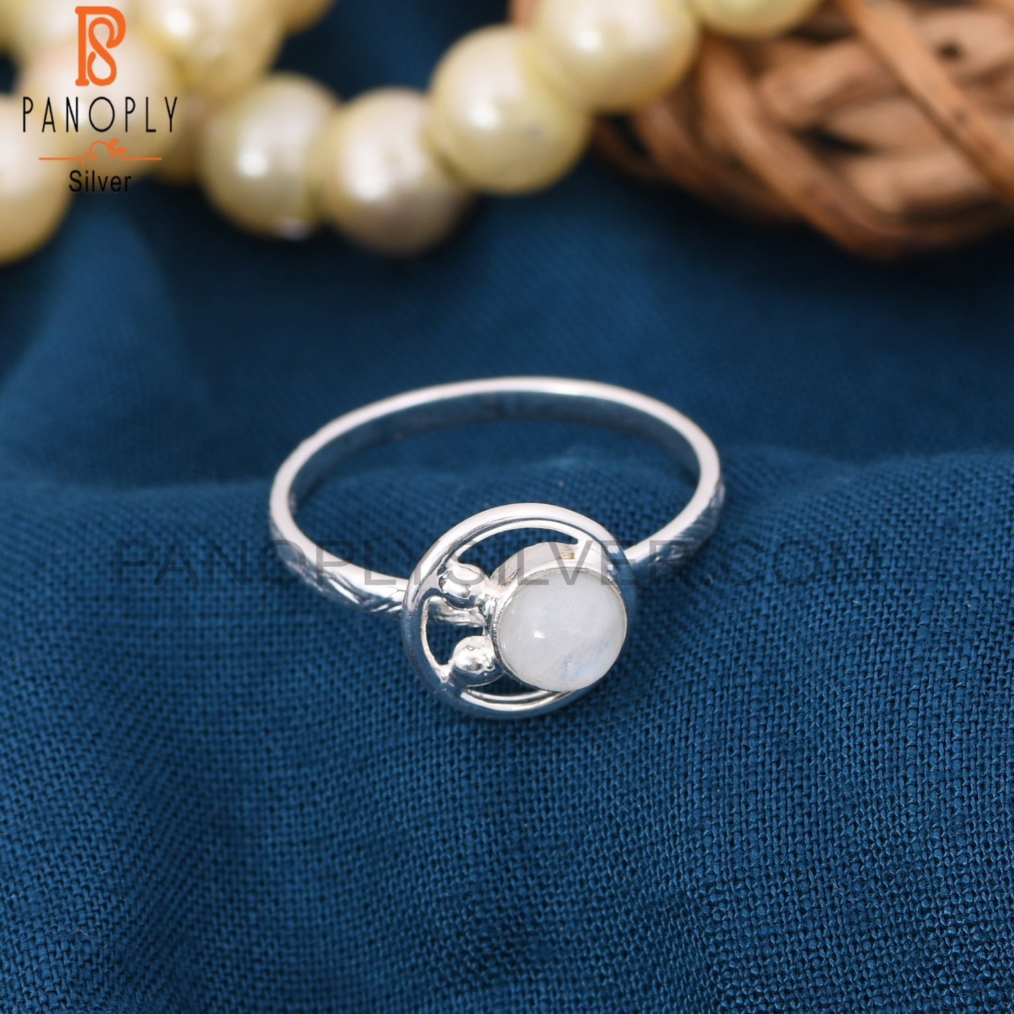 Genuine Rainbow Moonstone Silver Rabbit Rings