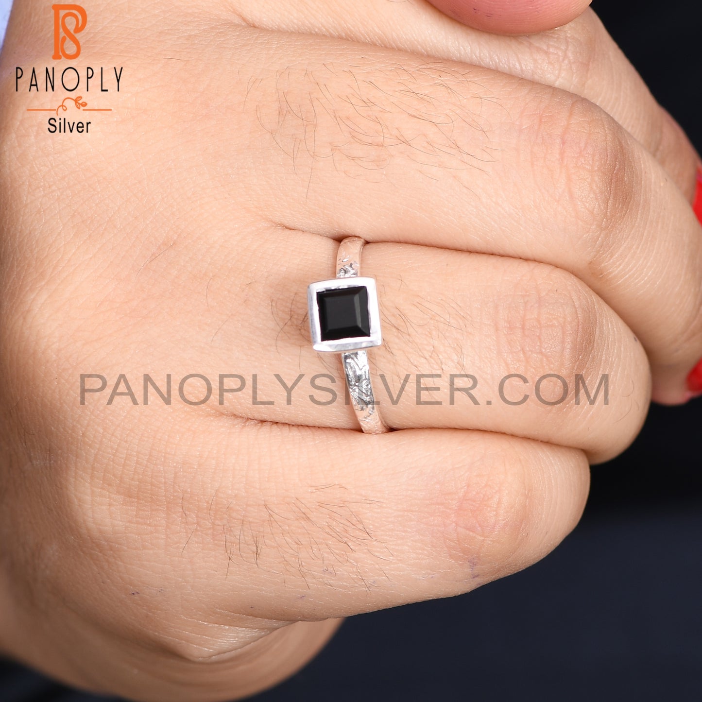 Square Black Onyx  Silver Jewelry for Sister