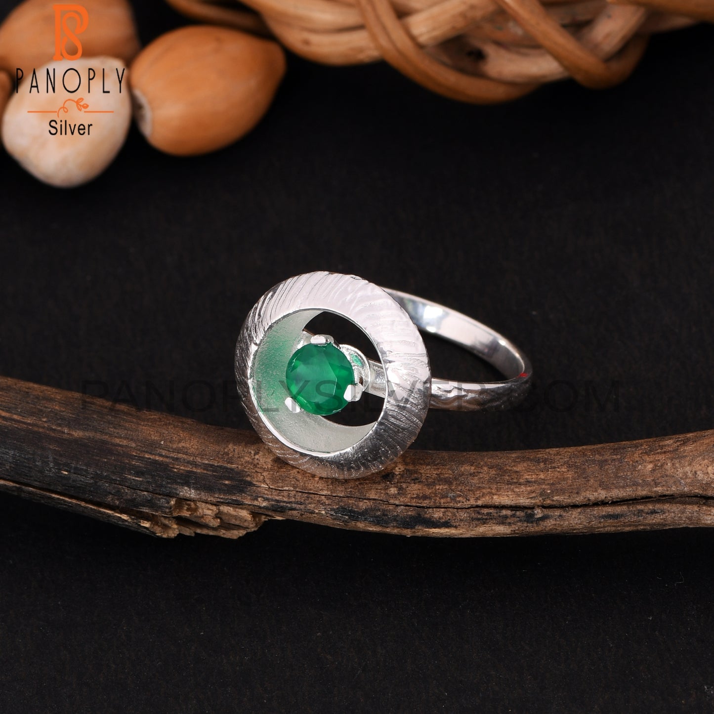 Green Onyx Signet 925 Silver Women's Rings