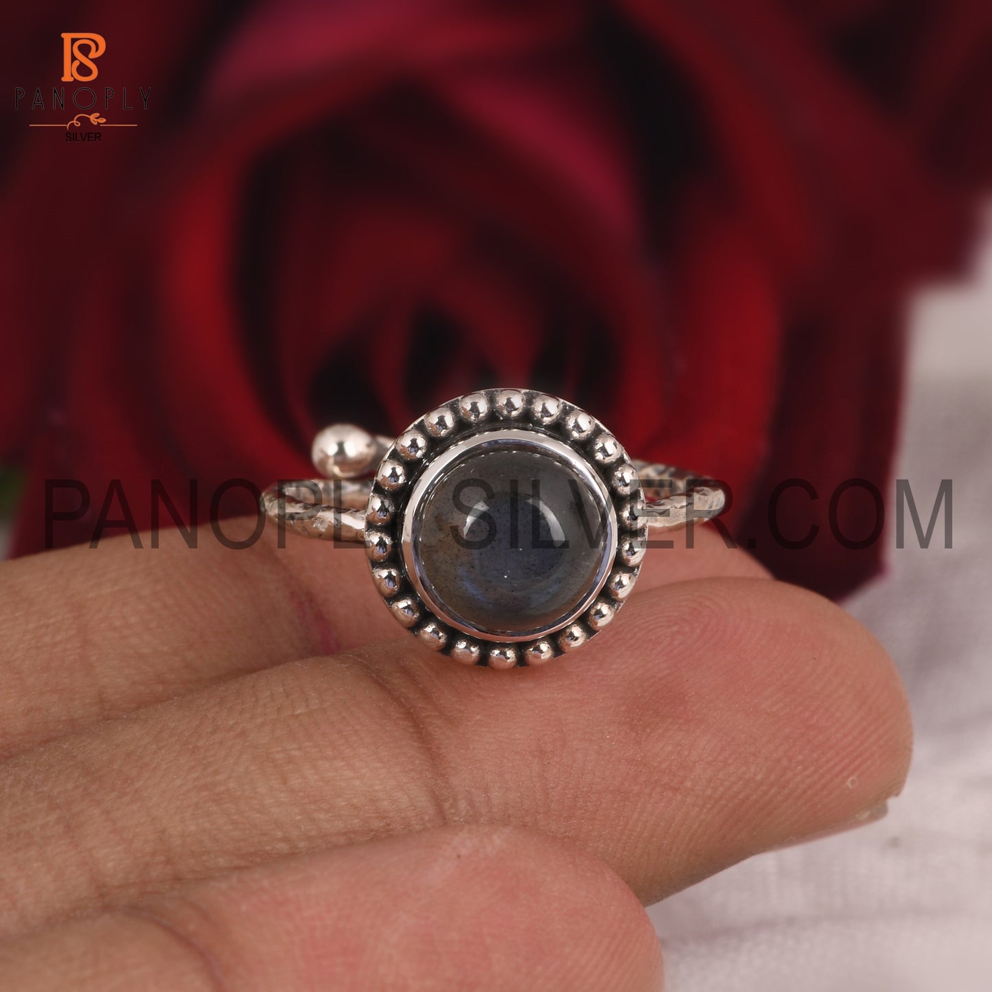 925 Silver Round Labradorite Gemstone Daily Wear Use Ring
