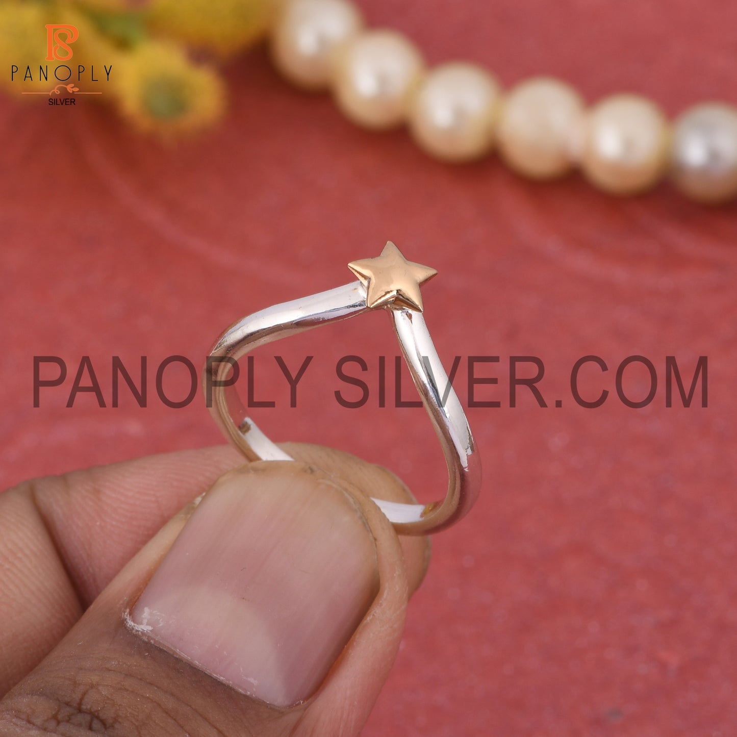 925 Stamp Chevron Star Silver Rings