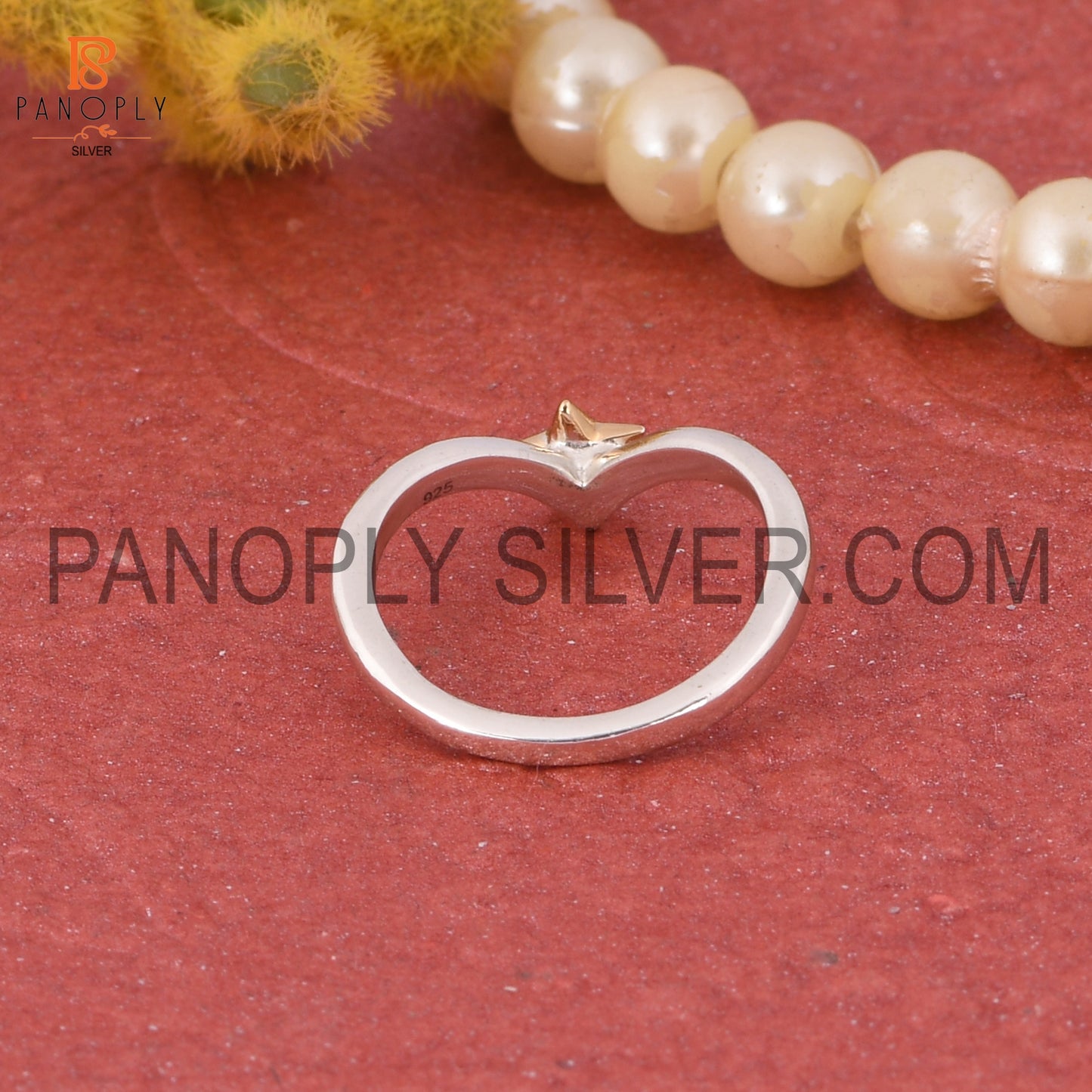 925 Stamp Chevron Star Silver Rings