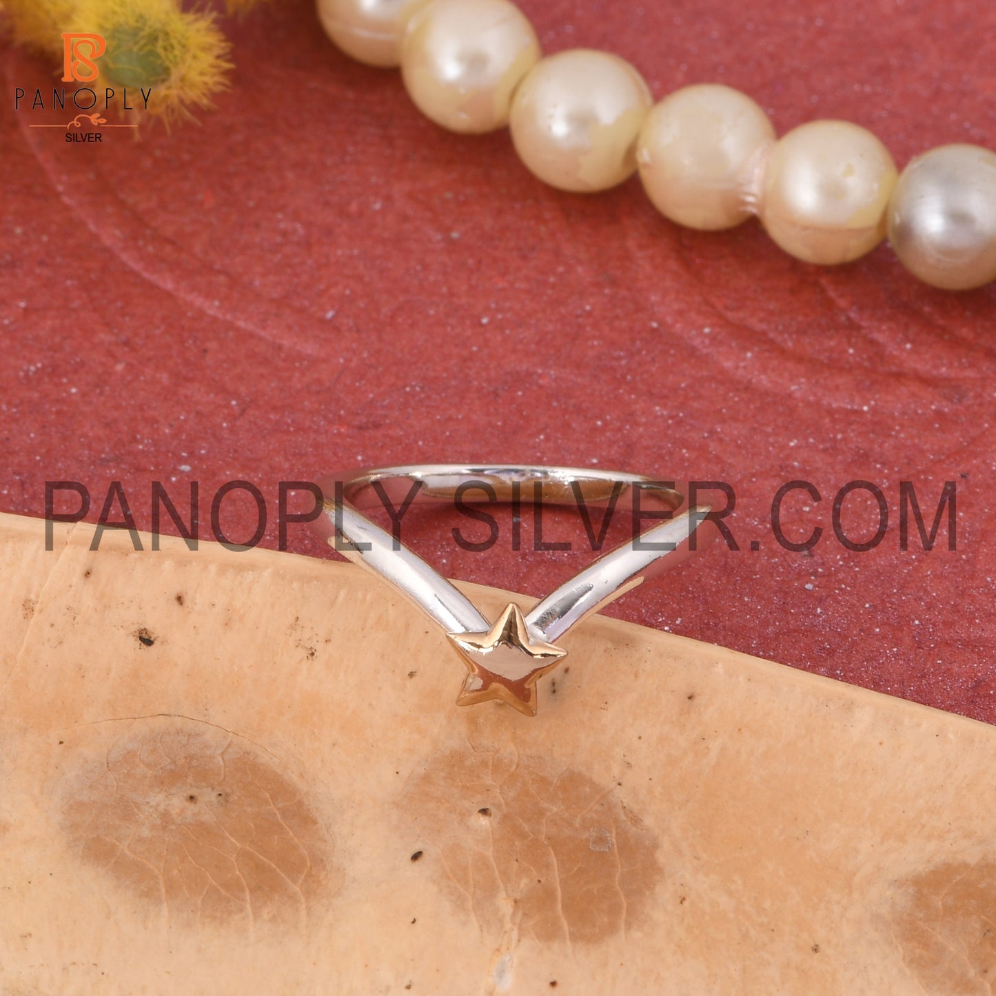 925 Stamp Chevron Star Silver Rings