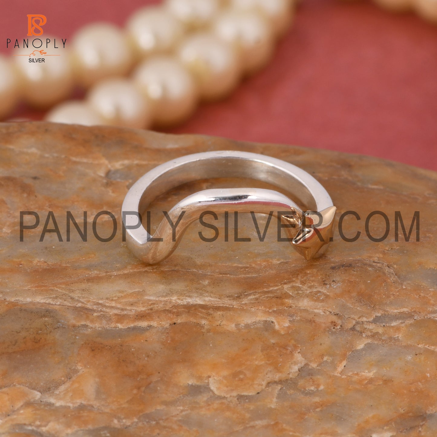 925 Stamp Wave Star Silver Two Tone Rings