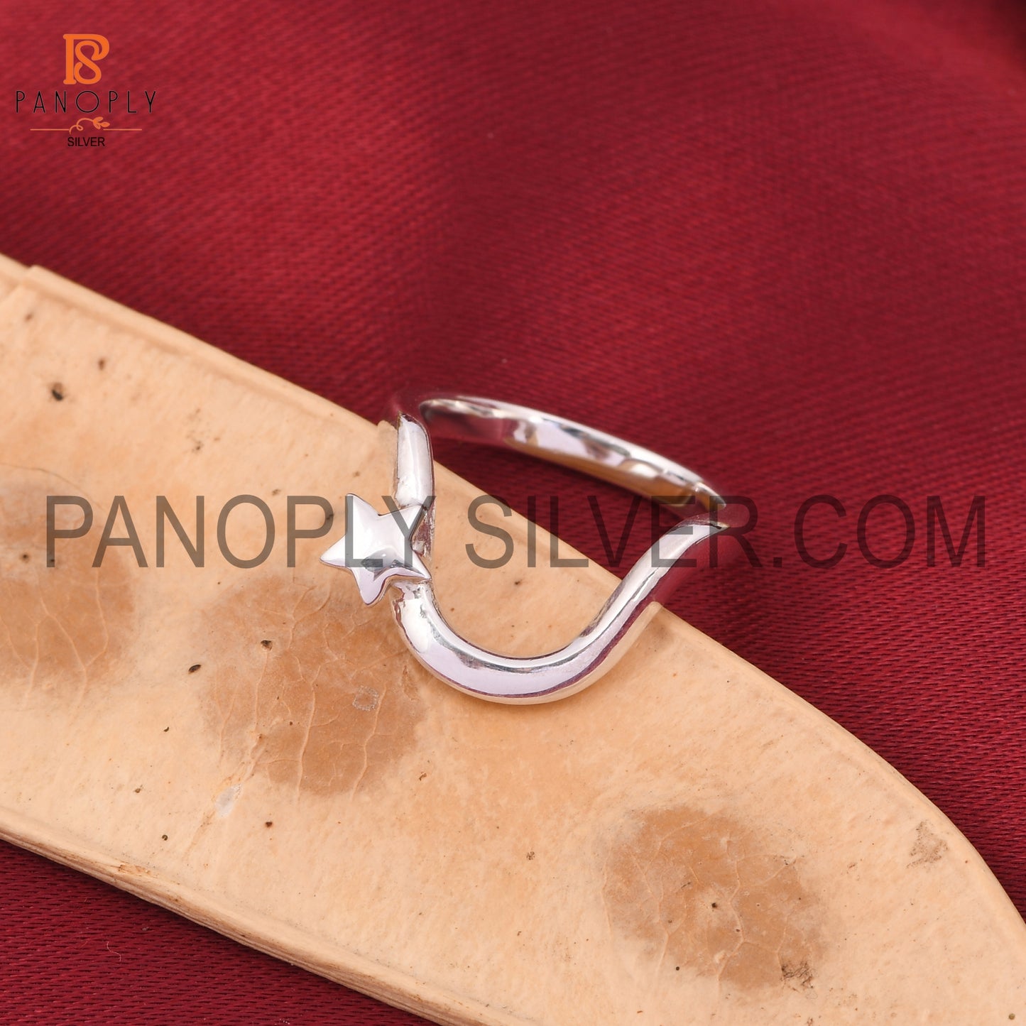 925 Stamp Wave Star Silver Rings