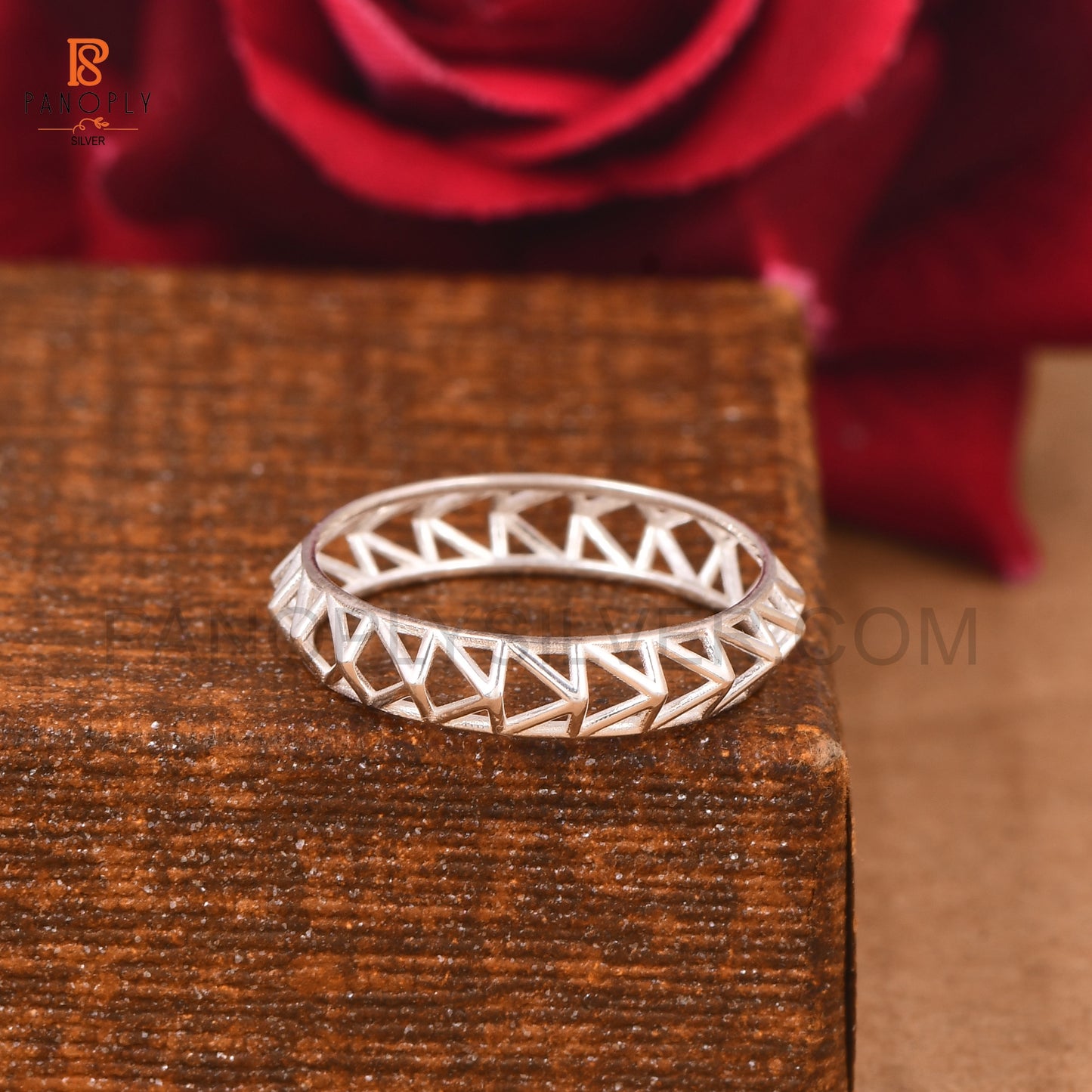 Geometric Triangle Sterling Silver Rings
