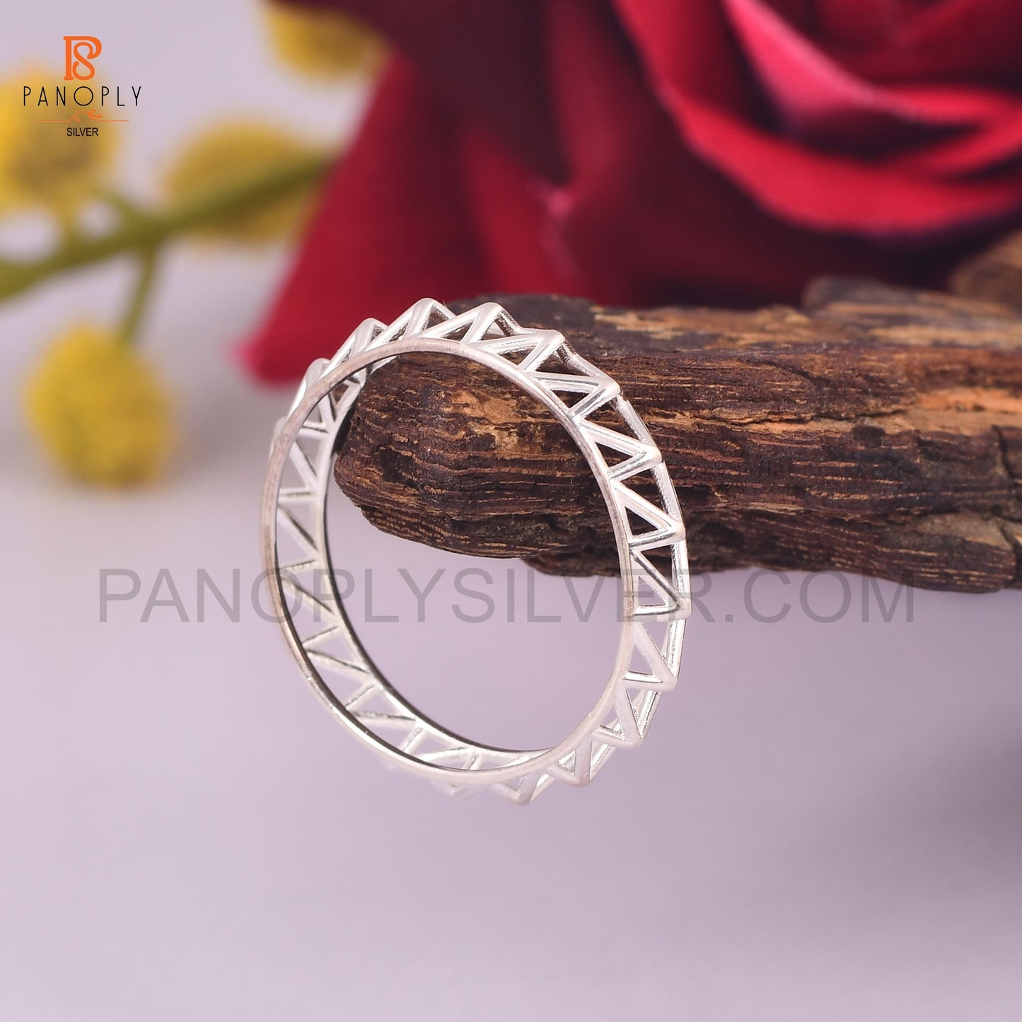 Geometric Triangle Sterling Silver Rings