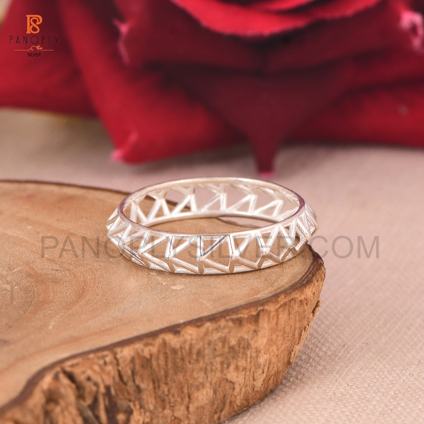 Geometric Triangle Sterling Silver Rings