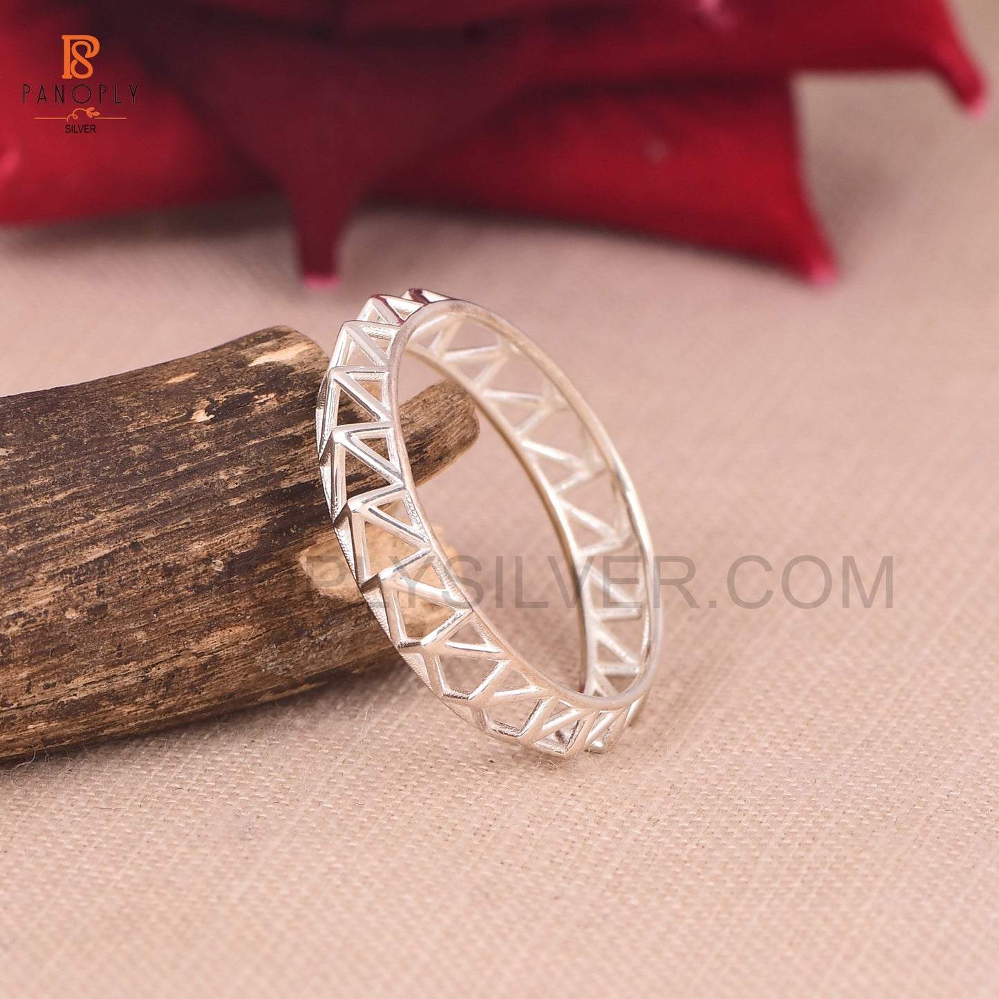 Geometric Triangle Sterling Silver Rings