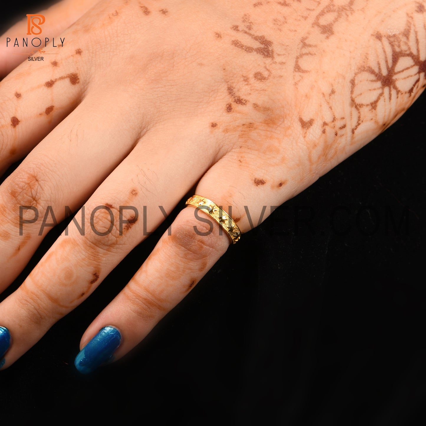 Eternity Flower Gold Plated Sterling Silver Thumb Rings For Women