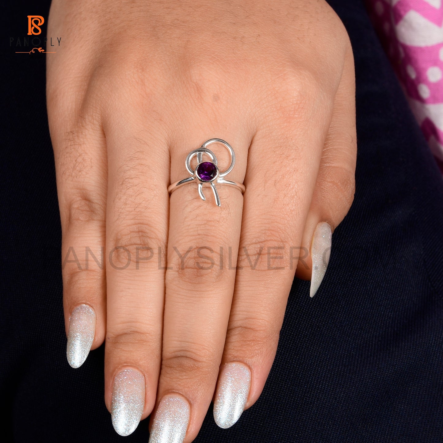 Amethyst Bow 925 Sterling Silver Jewelry For Women