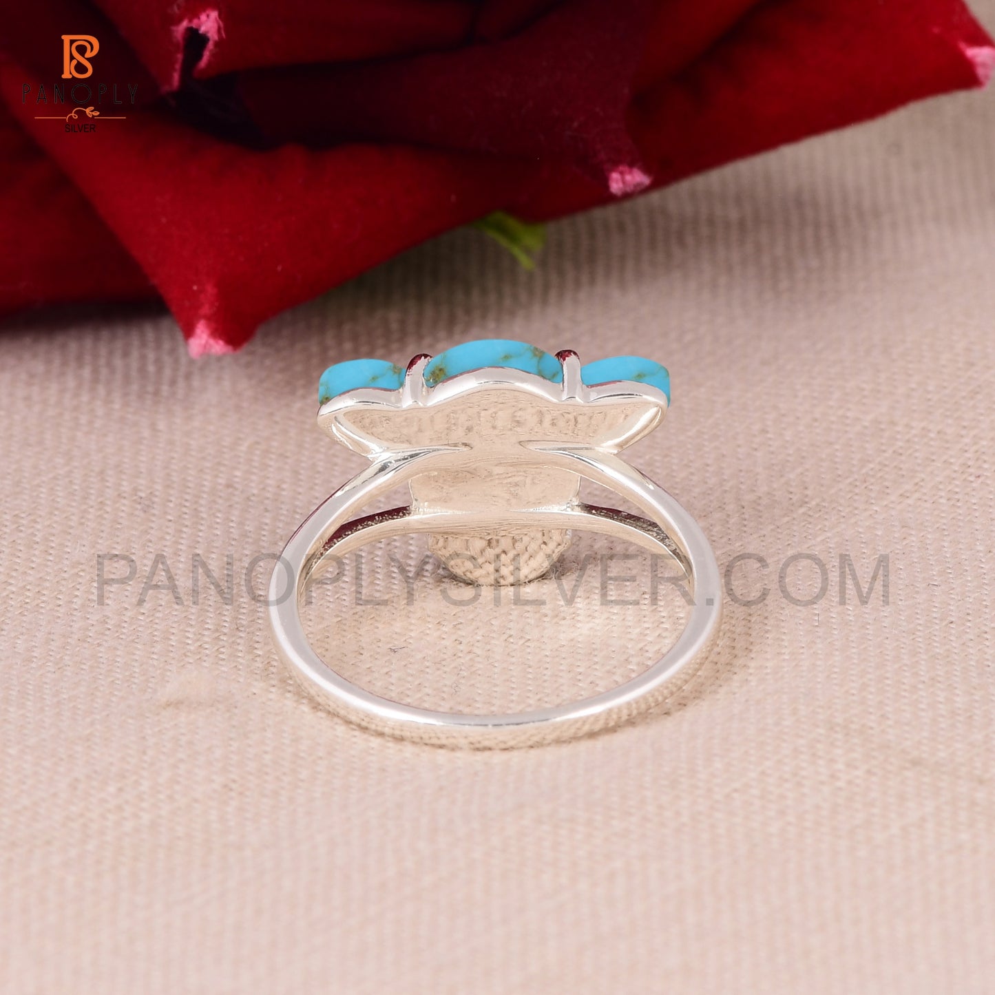 Cow Head Ring in 925 Silver with Kingman Turquoise Gift for Animal Lovers