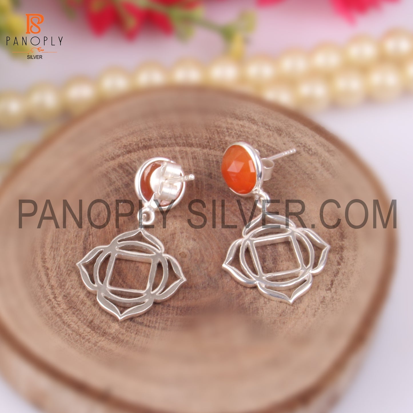 Carnelian Chakra 925 Sterling Silver Earrings