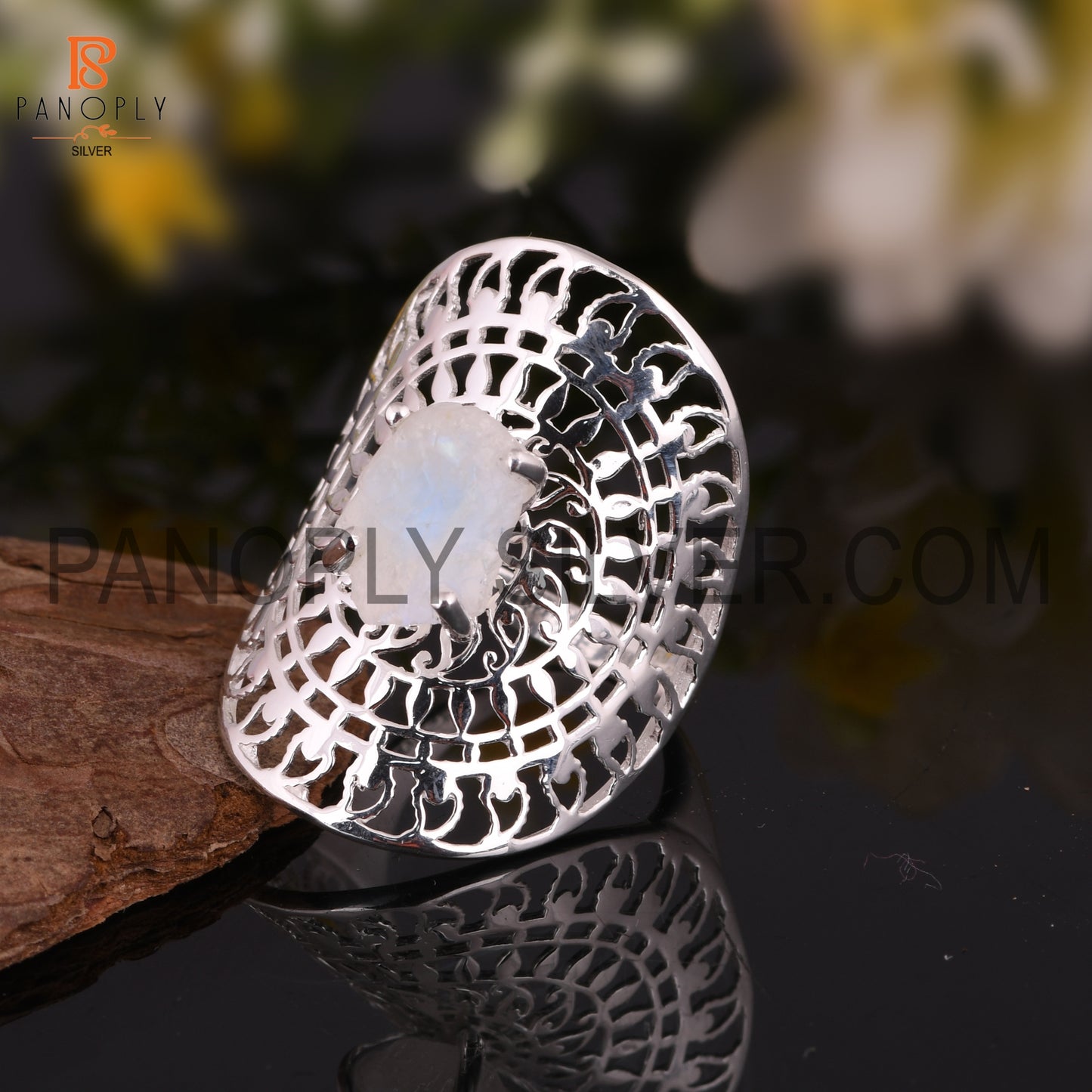Rough Cut Rainbow Fine 925 Silver Raw Crystal Ring