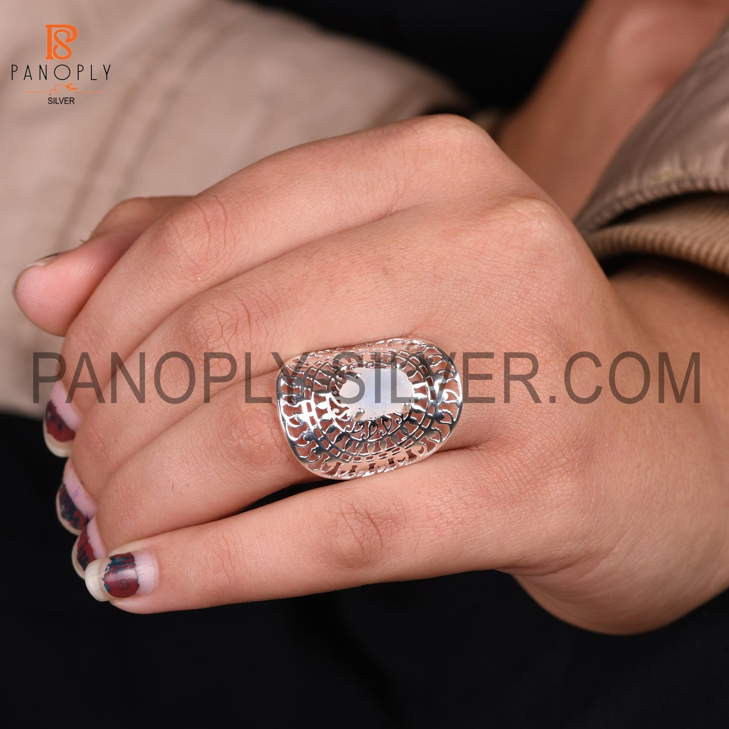 Rough Cut Rainbow Fine 925 Silver Raw Crystal Ring