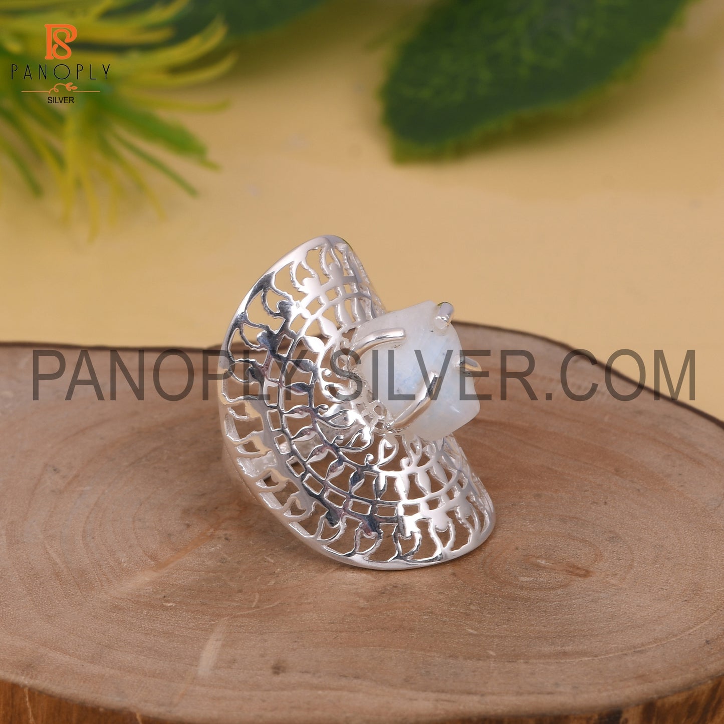 Rough Cut Rainbow Fine 925 Silver Raw Crystal Ring