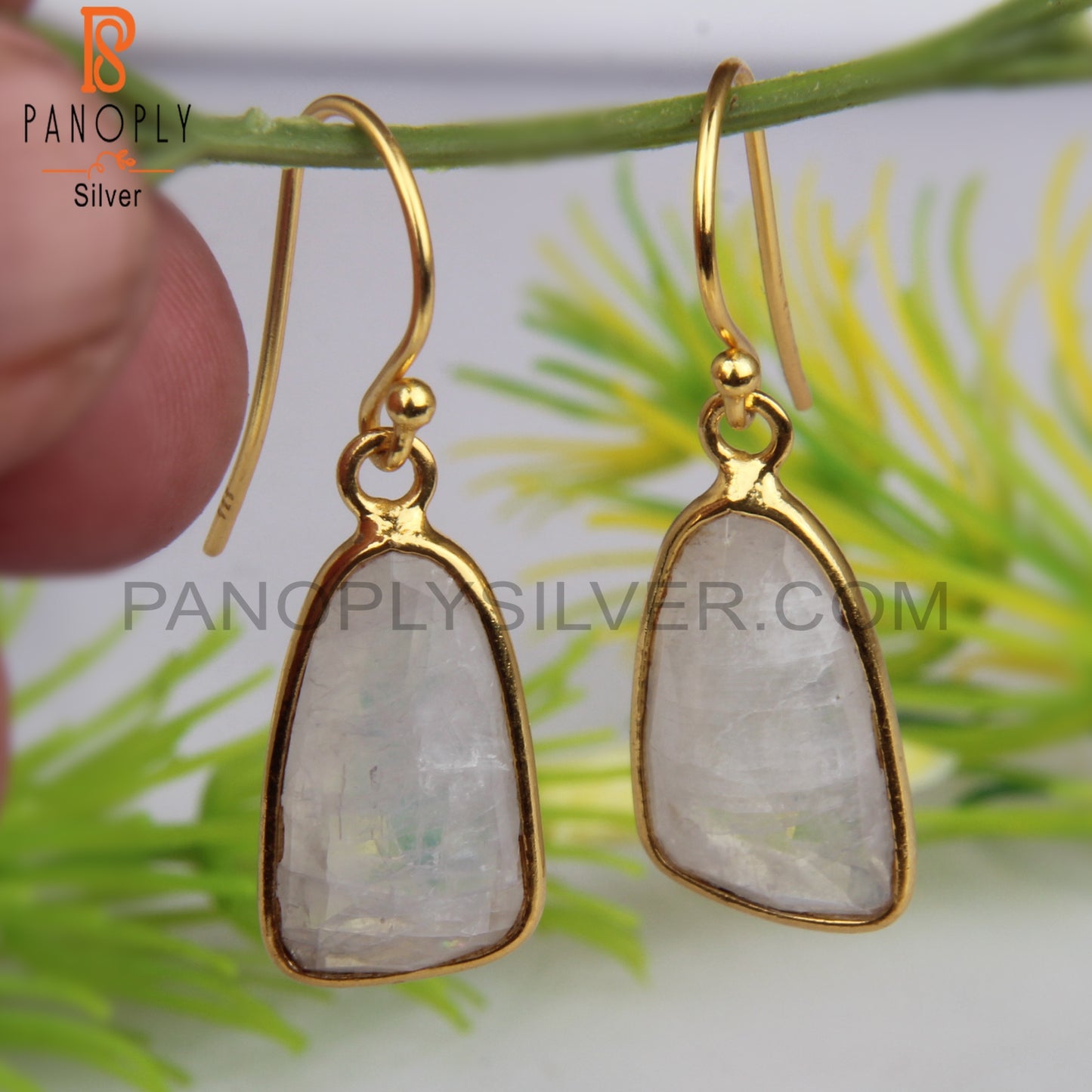 Rainbow 18K Gold Plated Gemstone Bezel Set Earrings