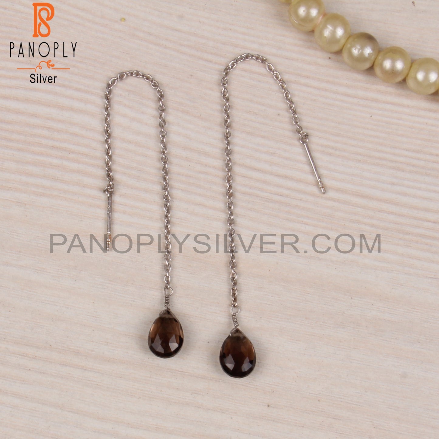 Smokey Cable Chain Threader 925 Quality Findings Earrings