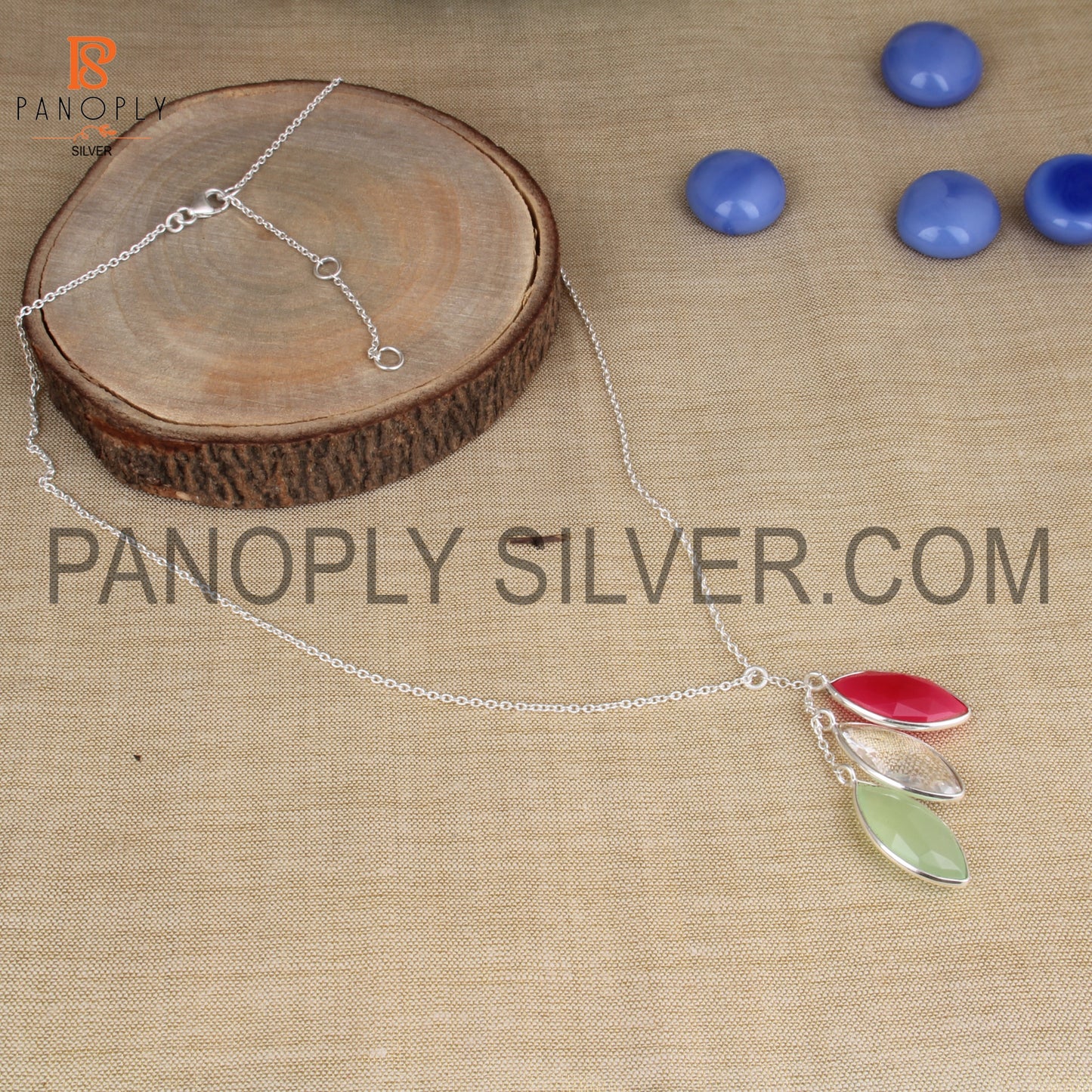 925 Silver Tree Natural Gem Leaf Jewelry Pendant