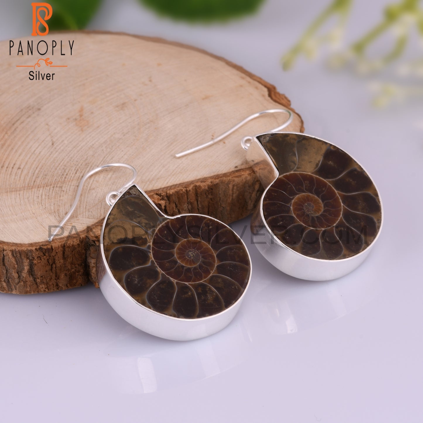 Ammonite 925 Sterling Silver Earrings