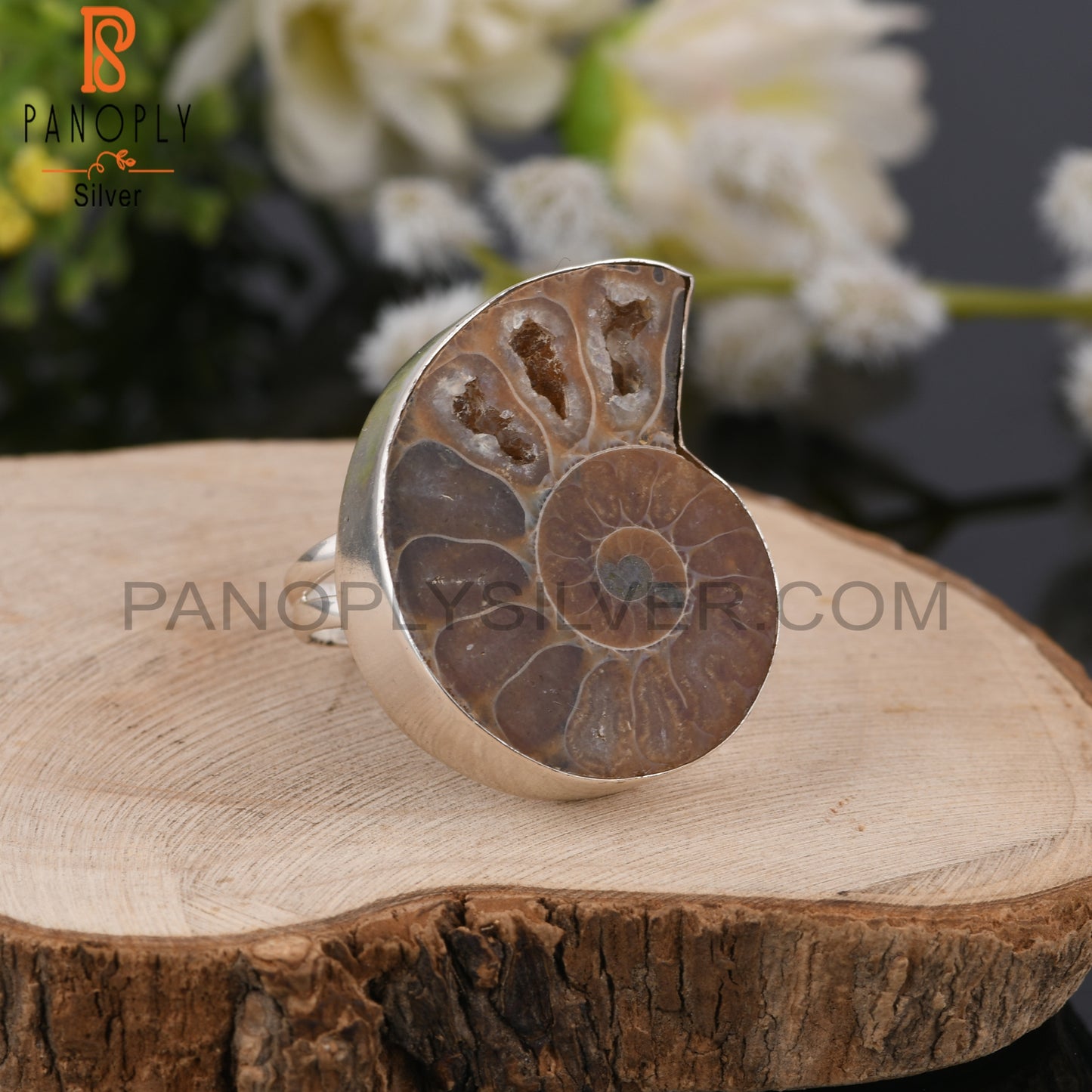 Ammonite 925 Sterling Silver Ring