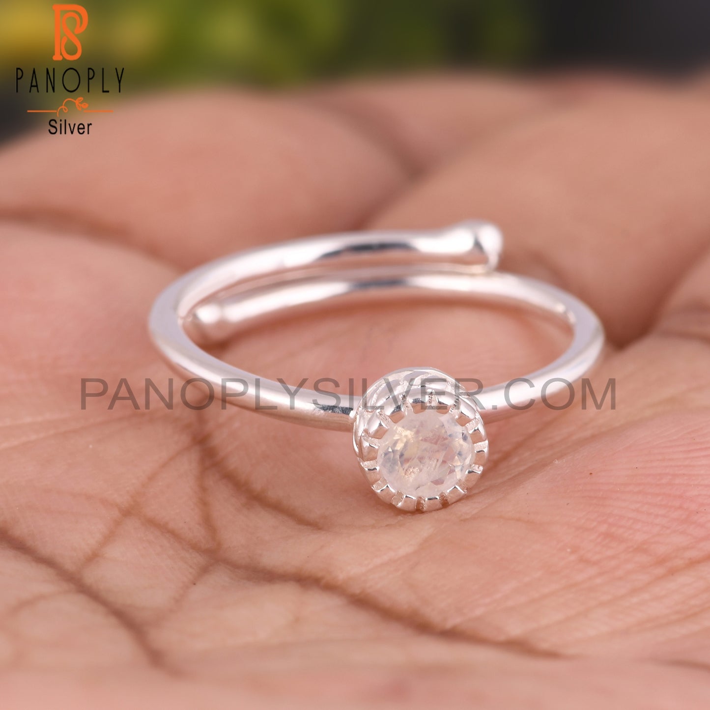 Rainbow Moonstone Dainty 925 Sterling Silver Cute Ring