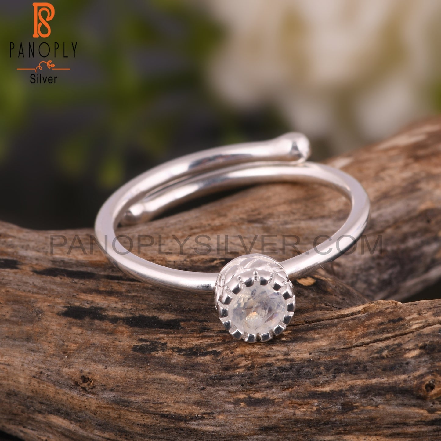 Rainbow Moonstone Dainty 925 Sterling Silver Cute Ring
