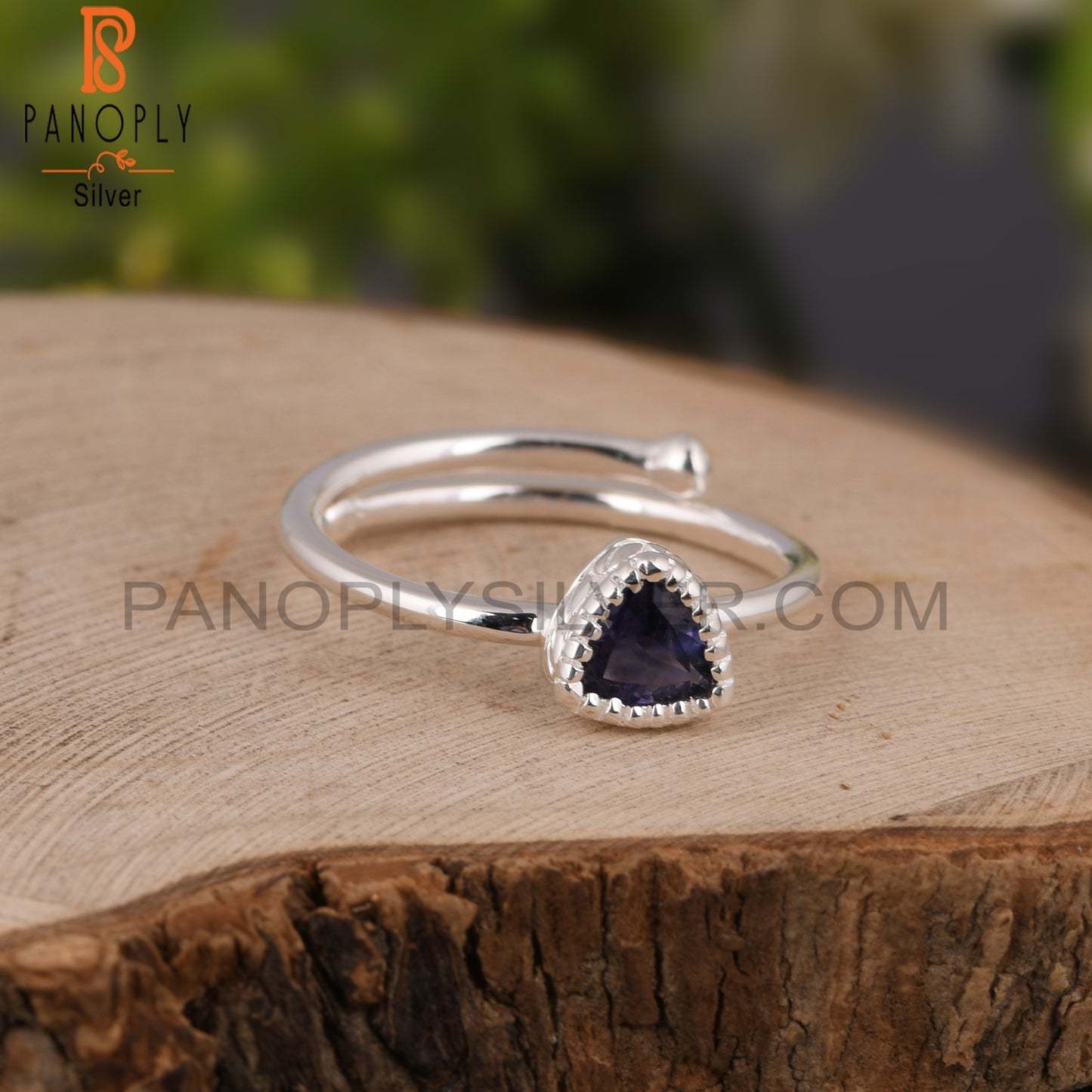 Classic Iolite Trillion Shape 925 Sterling Silver Ring