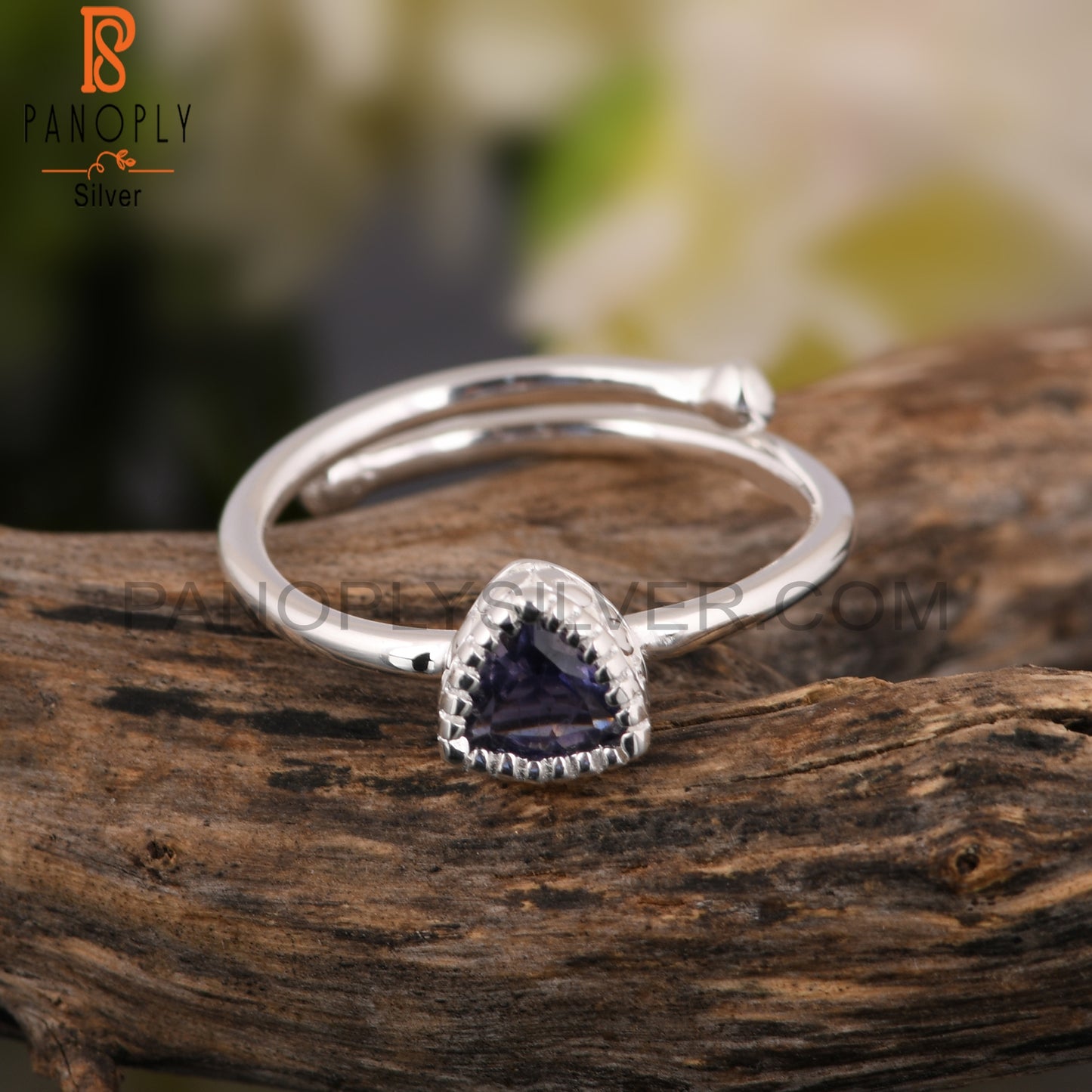 Classic Iolite Trillion Shape 925 Sterling Silver Ring