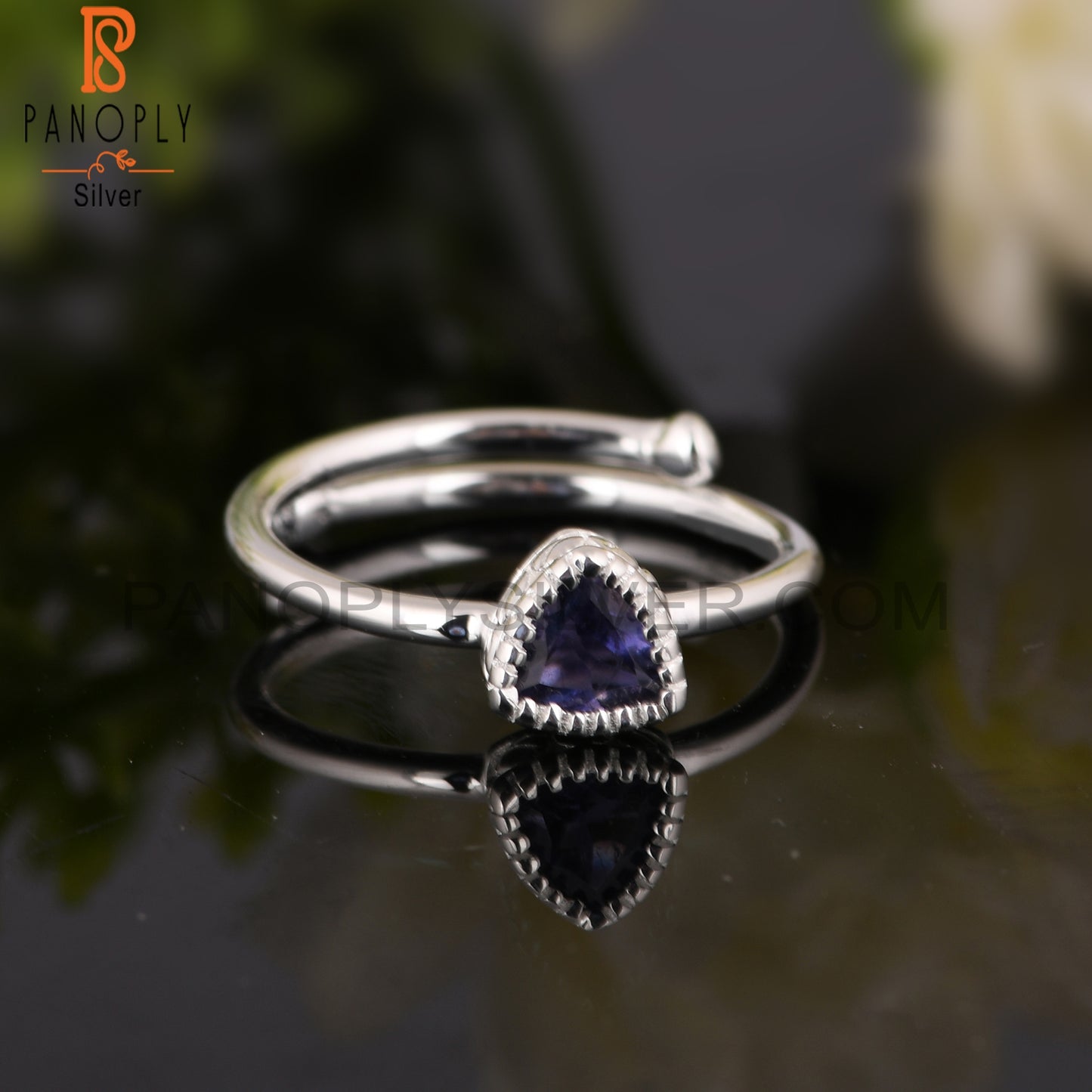 Classic Iolite Trillion Shape 925 Sterling Silver Ring