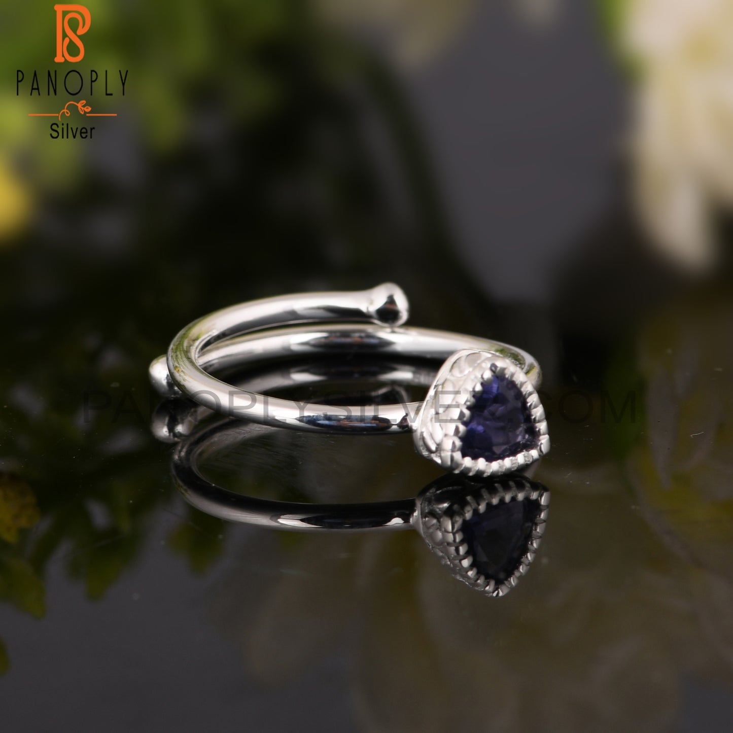 Classic Iolite Trillion Shape 925 Sterling Silver Ring