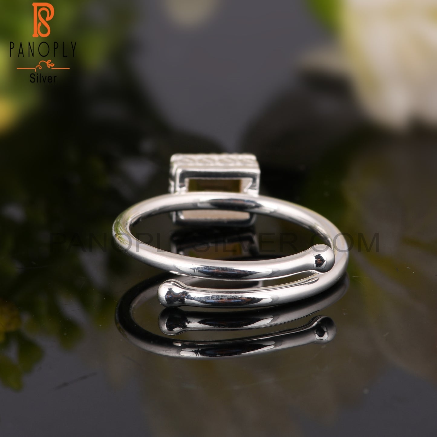 Citrine Beguette Shape 925 Sterling Silver Ring