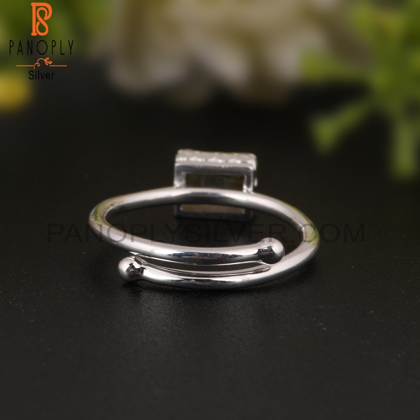 Labradorite Beguette Shape 925 Sterling Silver Ring
