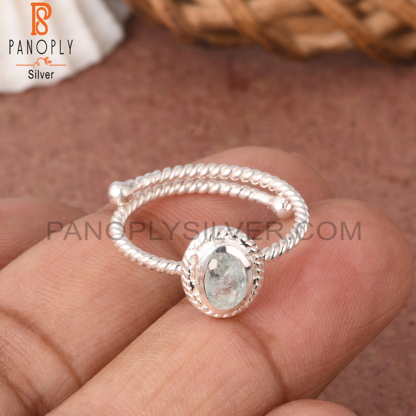 Aquamarine Oval 925 Sterling Silver Ring