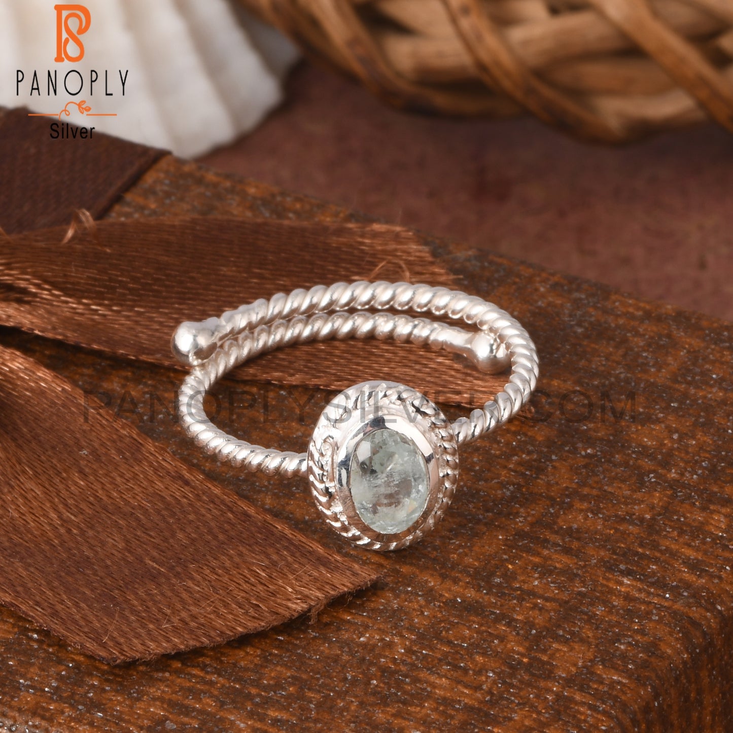 Aquamarine Oval 925 Sterling Silver Ring