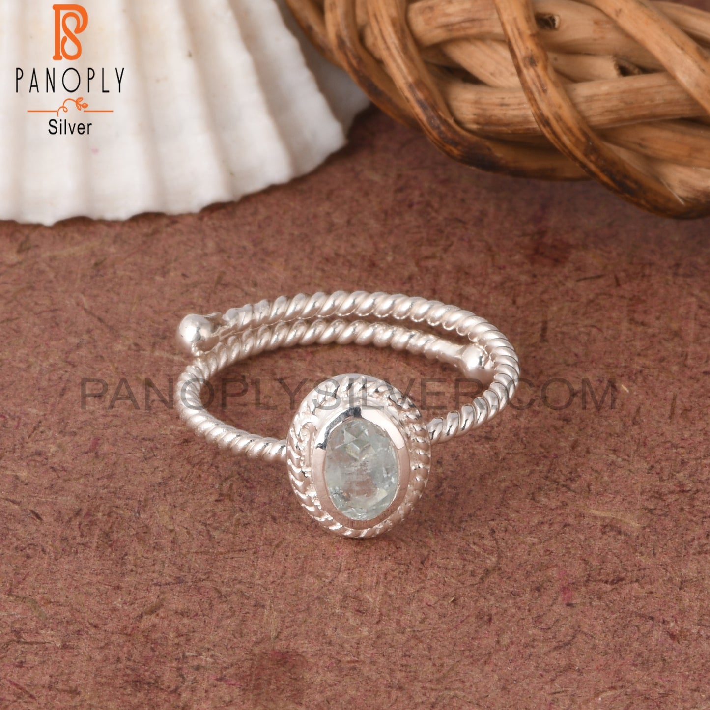 Aquamarine Oval 925 Sterling Silver Ring