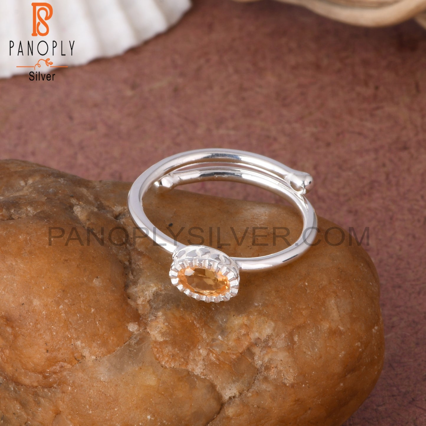 Citrine Oval Shape 925 Sterling Silver Adjustable Ring