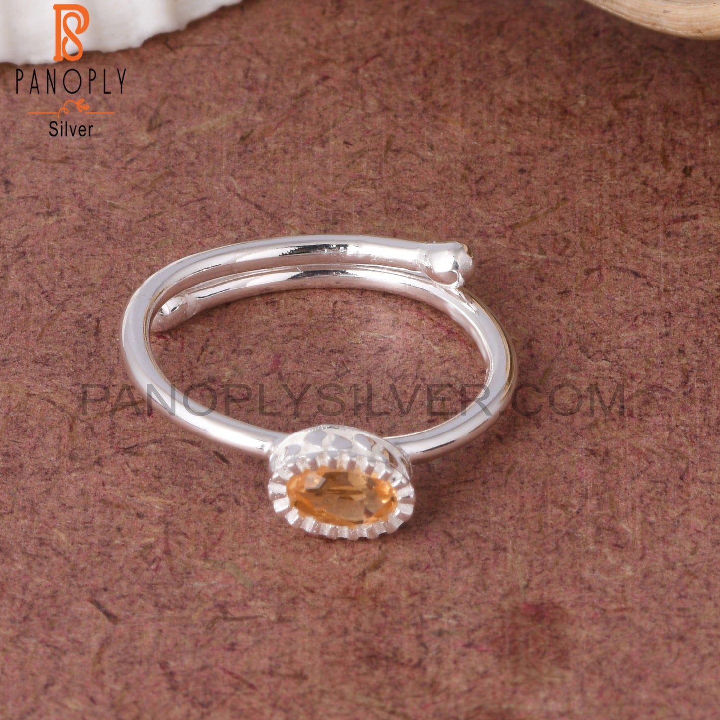 Citrine Oval Shape 925 Sterling Silver Adjustable Ring