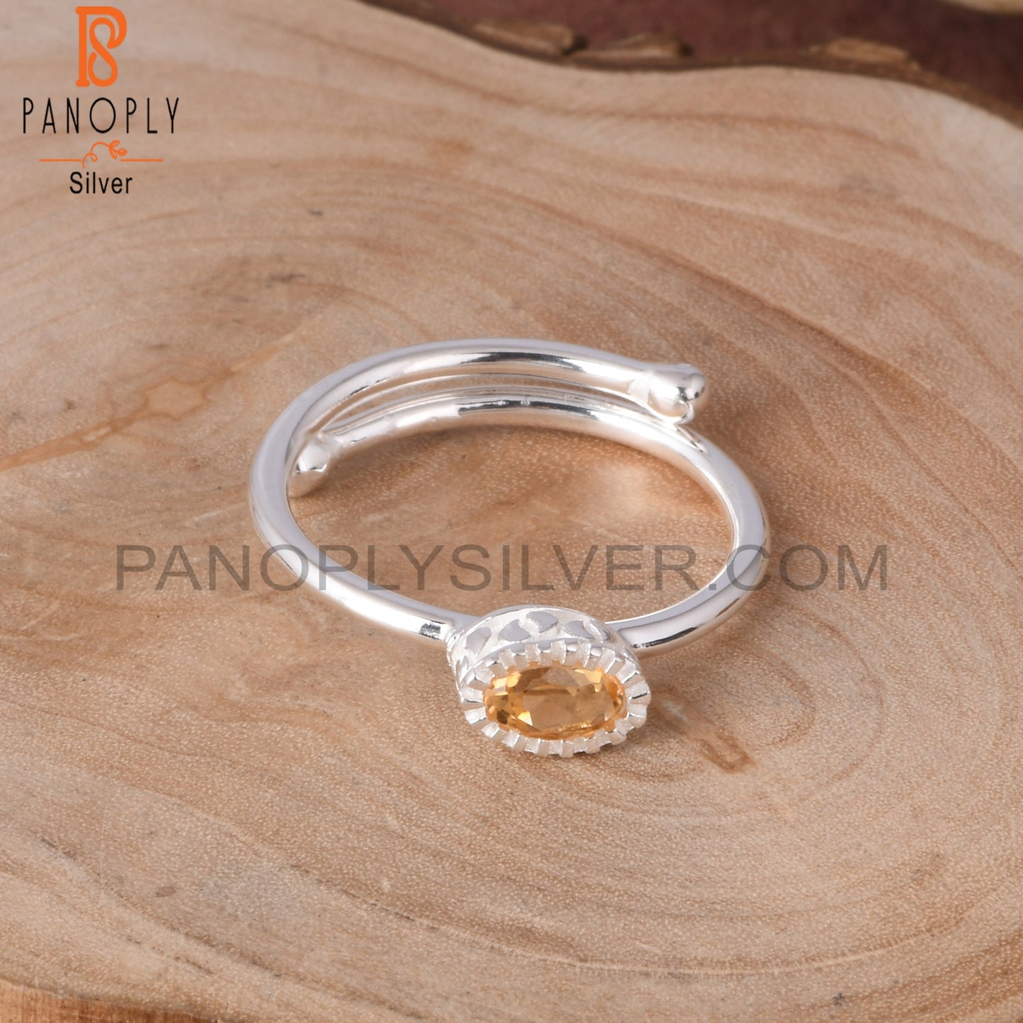 Citrine Oval Shape 925 Sterling Silver Adjustable Ring