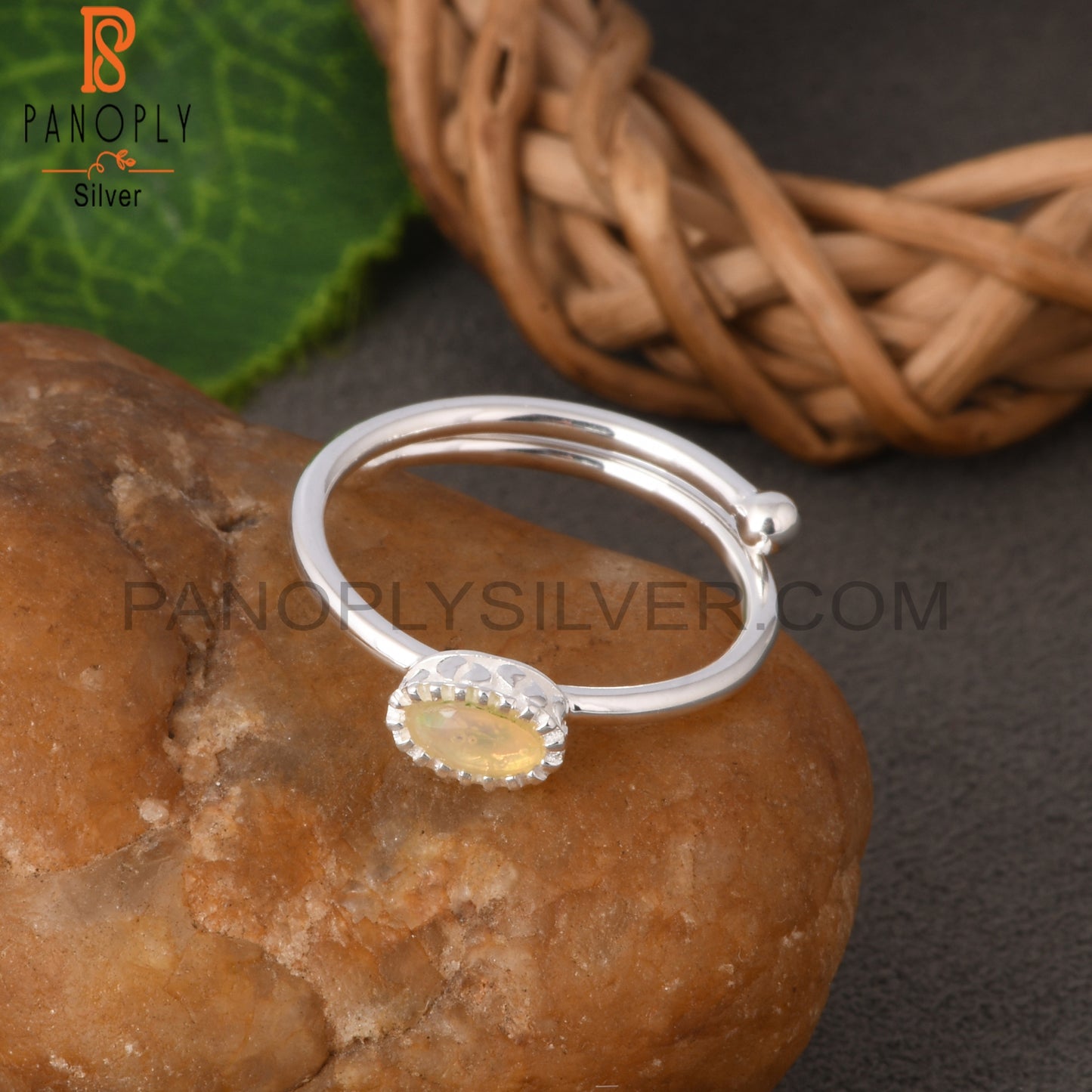Ethiopian Opal Oval 925 Silver Ring