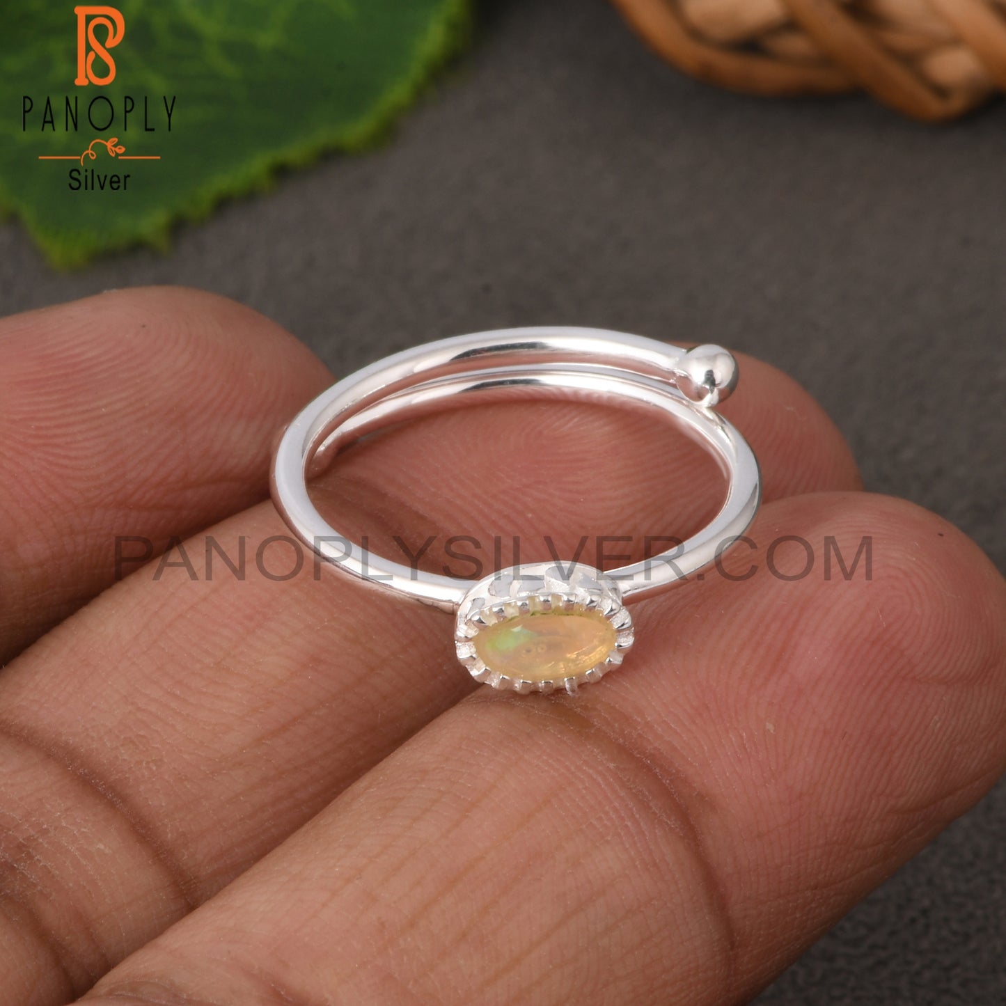 Ethiopian Opal Oval 925 Silver Ring