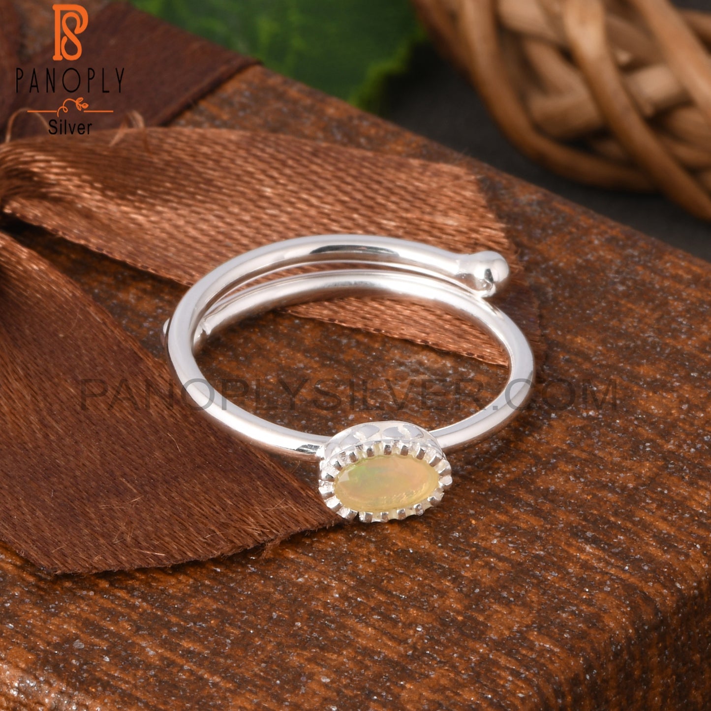 Ethiopian Opal Oval 925 Silver Ring