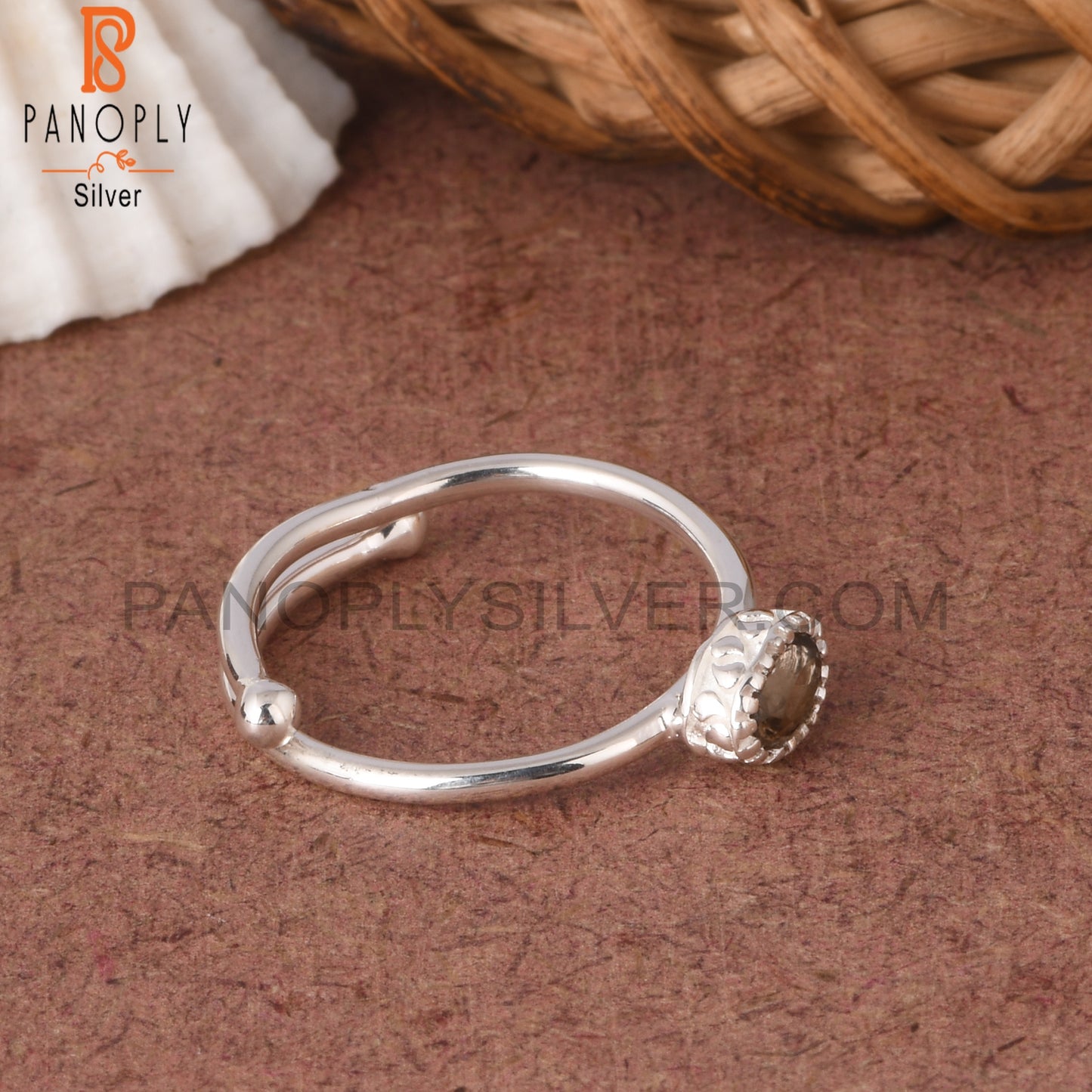Smoky Oval Shape 925 Sterling Silver Brithstone Ring
