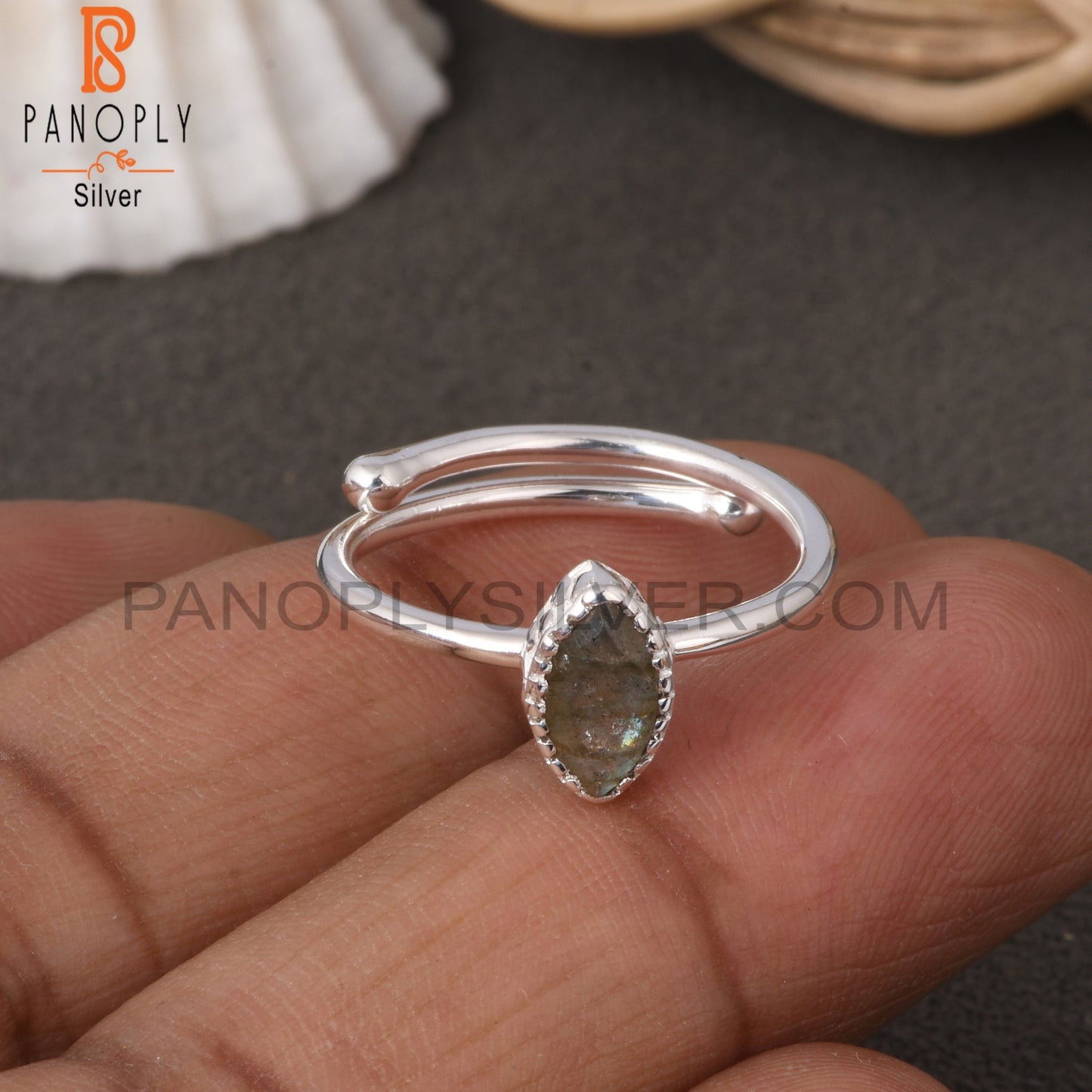 Labradorite Marquise Shape 925 Sterling Silver Ring